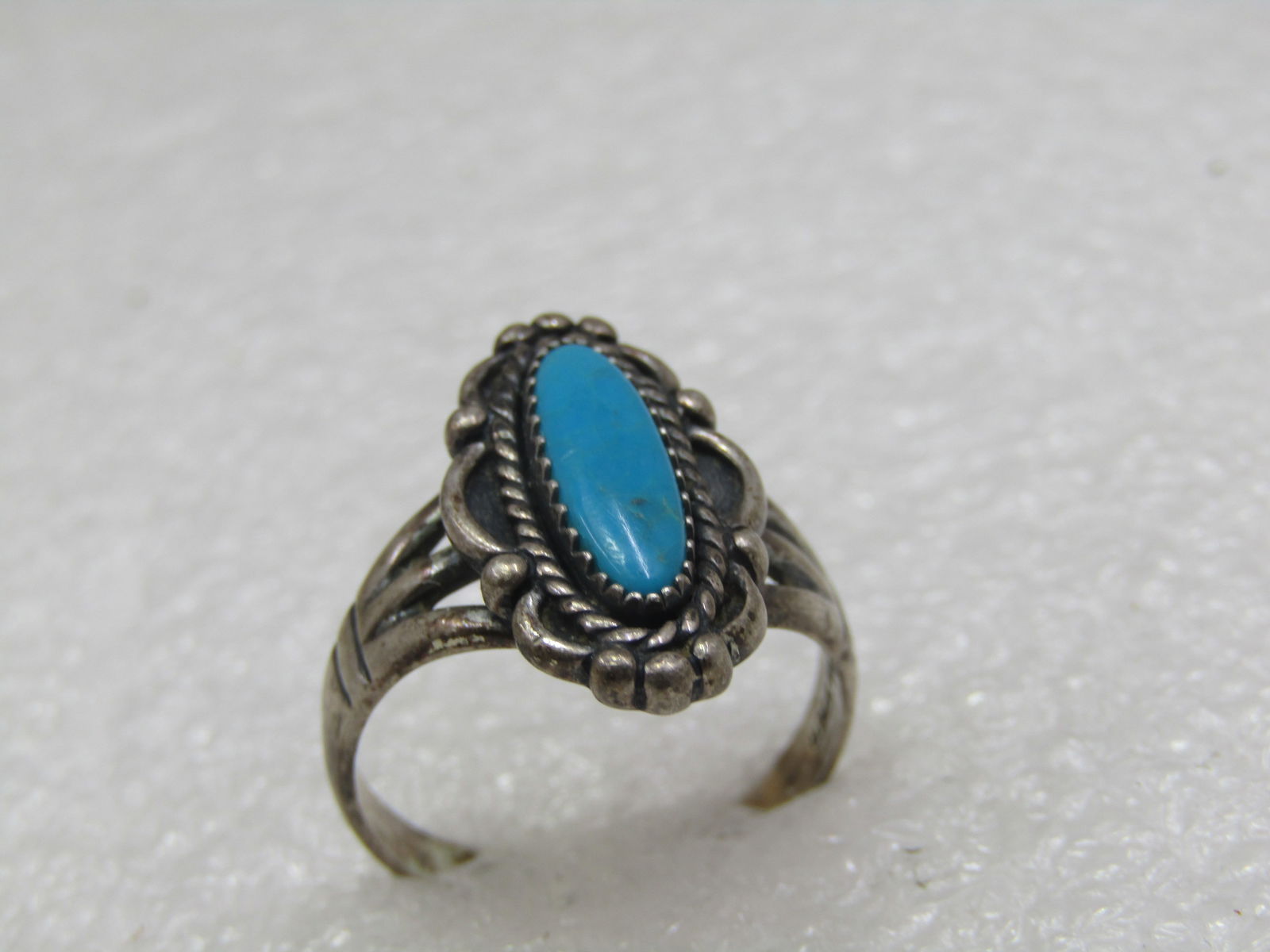 Vintage Sterling Southwestern Turquoise Ring, Sz. 9. 1960'-1970's, Signed - 4