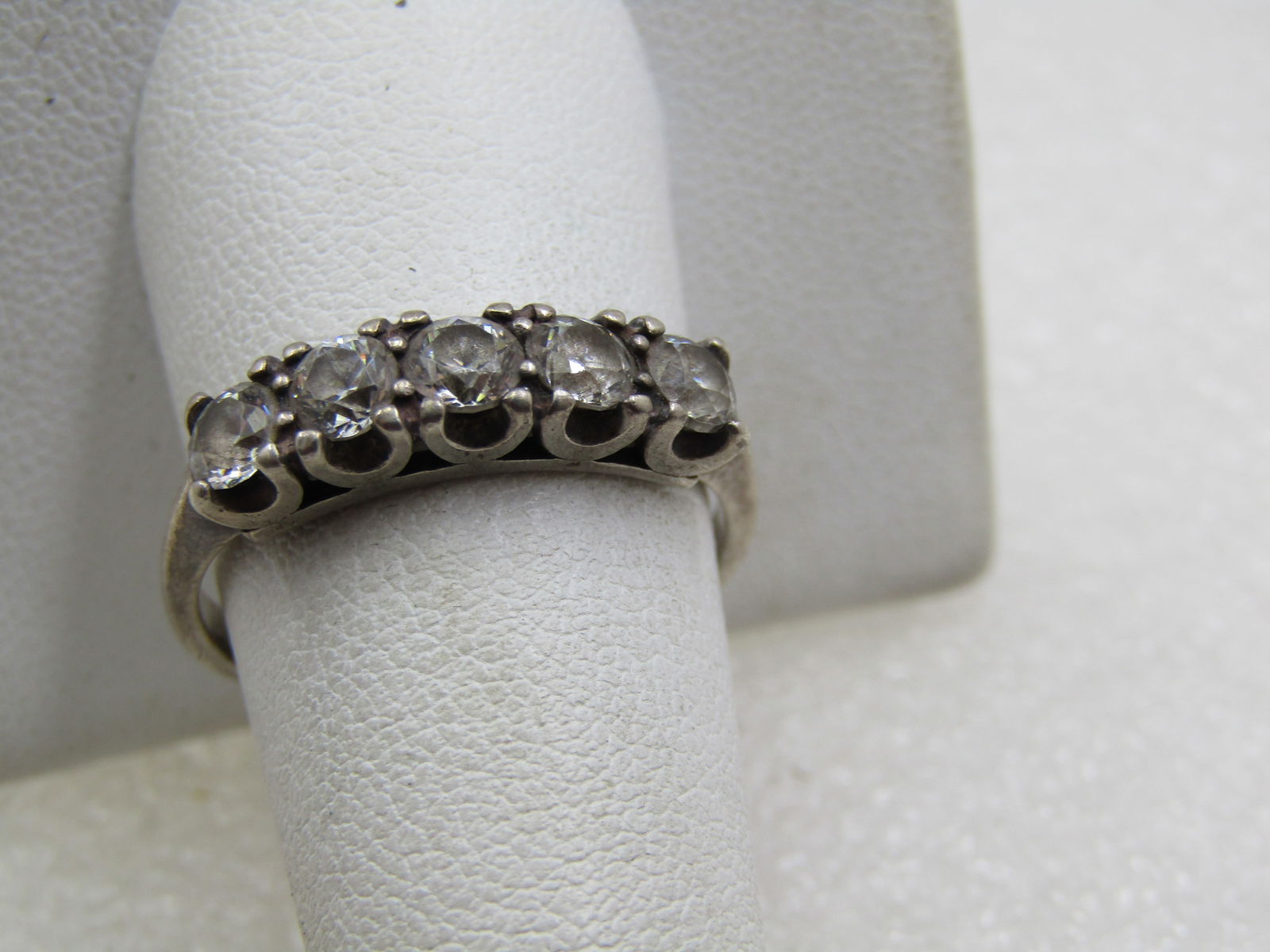 Vintage Sterling CZ Wedding/Anniversary Band, 1 TCW, Size 10 - 2