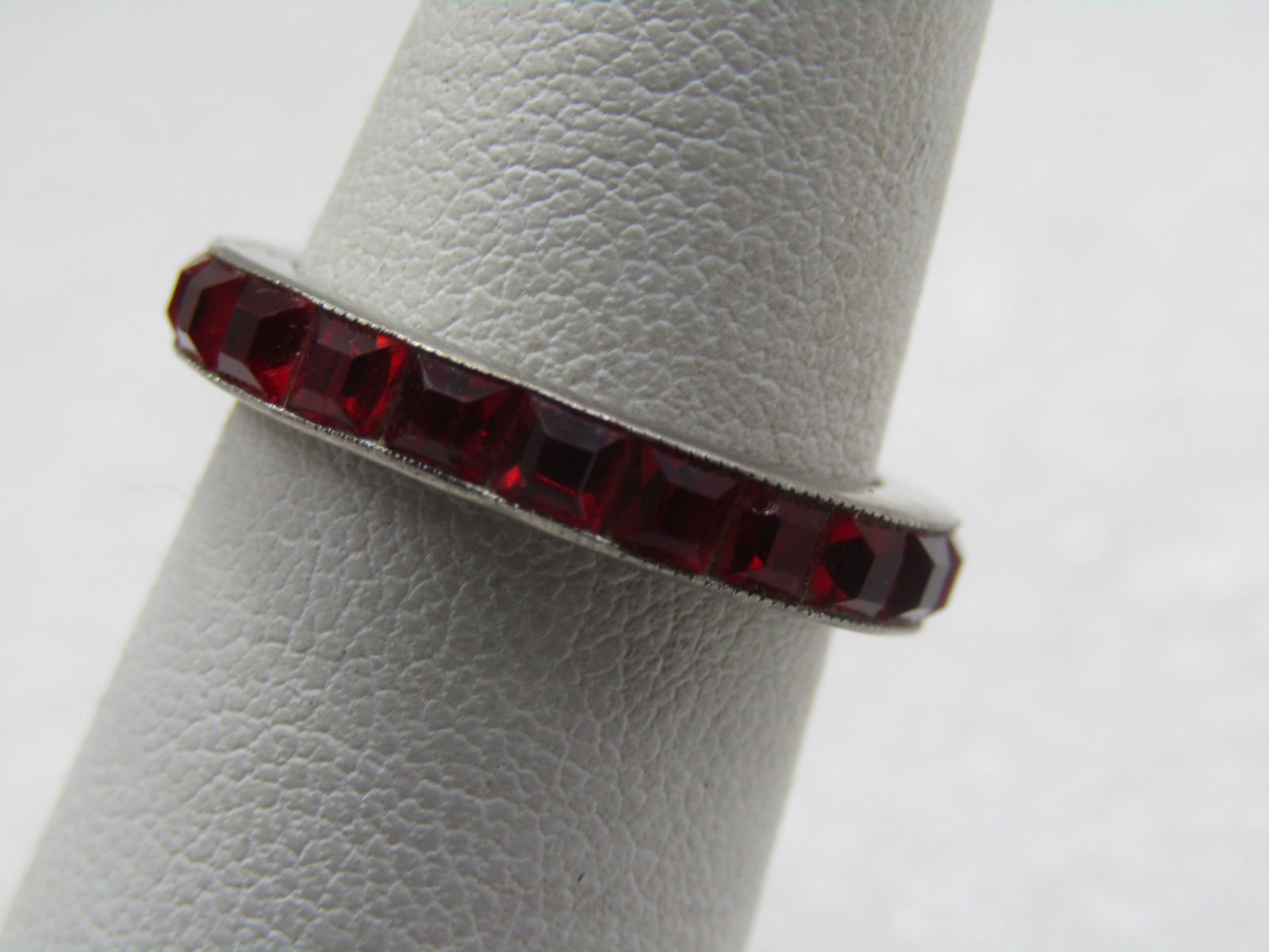 Vintage Sterling Red Orange Rhinestone CZ Ring, Sz. 6.5 - 3