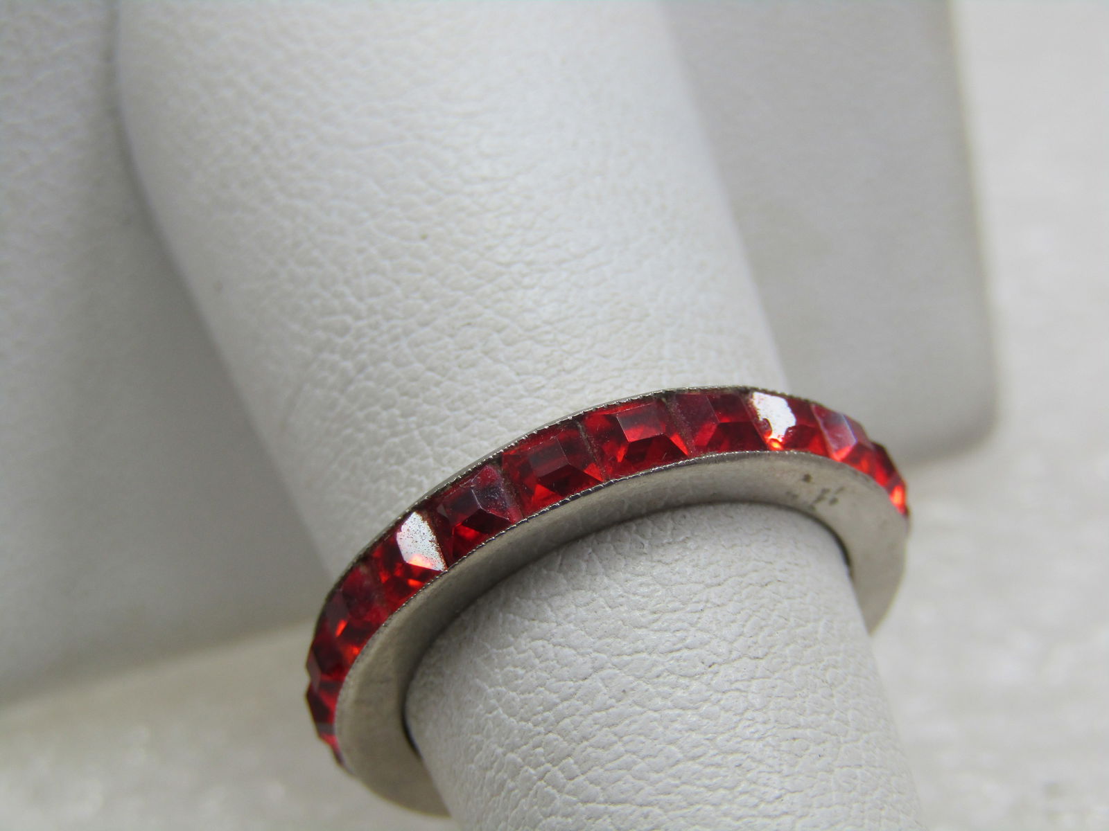 Vintage Sterling Red Orange Rhinestone CZ Ring, Sz. 6.5 - 4