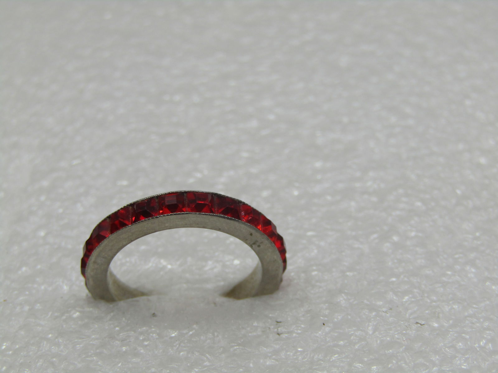 Vintage Sterling Red Orange Rhinestone CZ Ring, Sz. 6.5 - 5