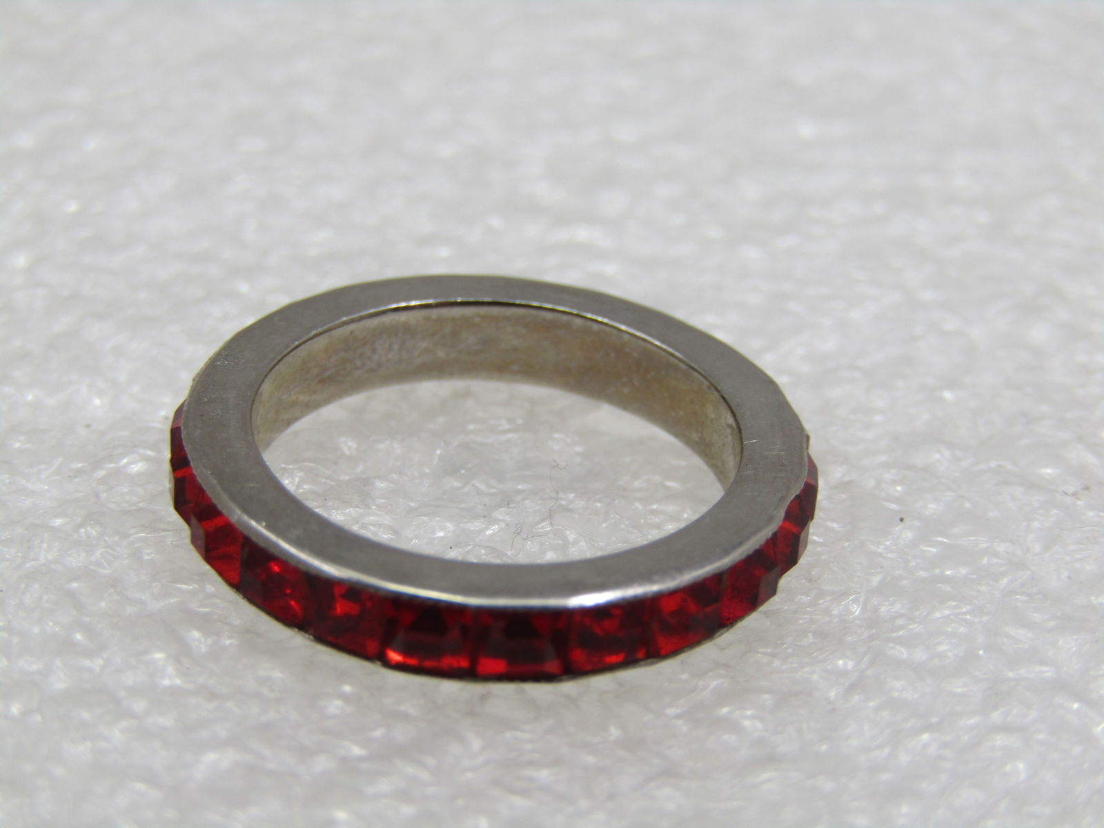 Vintage Sterling Red Orange Rhinestone CZ Ring, Sz. 6.5 - 6