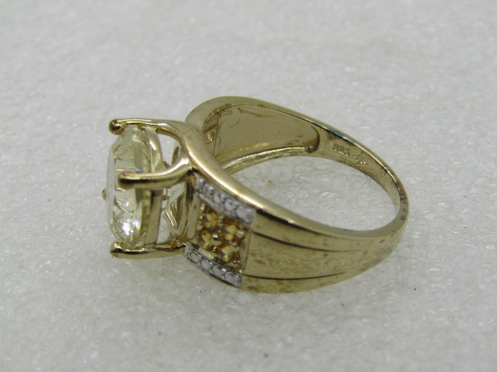 Sterling Yellow & Clear CZ Statement Ring, Sz. 10.25 - 4