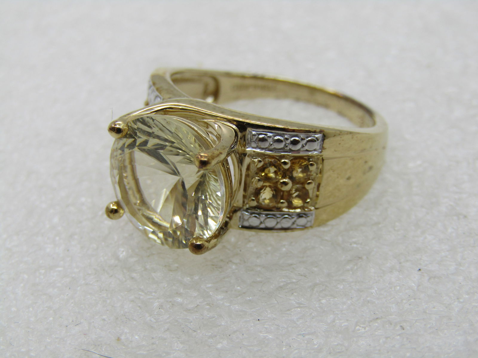 Sterling Yellow & Clear CZ Statement Ring, Sz. 10.25 - 5