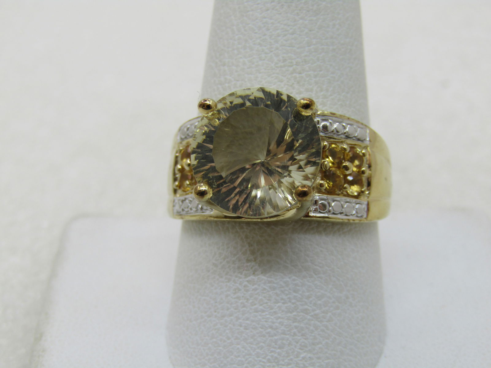 Sterling Yellow & Clear CZ Statement Ring, Sz. 10.25 - 7