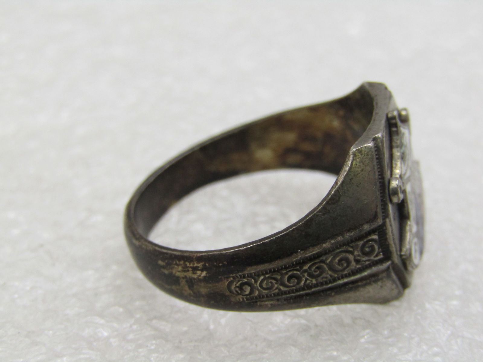 Sterling Enameled Oddfellows Ring, iOOF, FLT Sz. 12.75, Mid-Century - 6