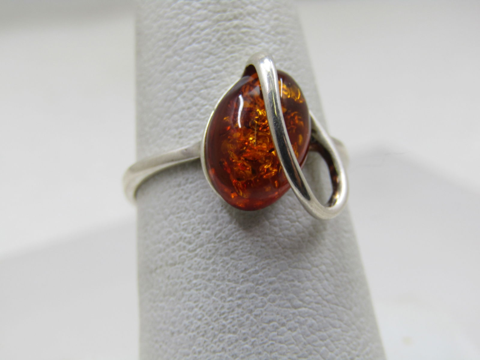 Sterling Amber Wrapped Mod Ring, Sz. 7.25 (1 of 7)