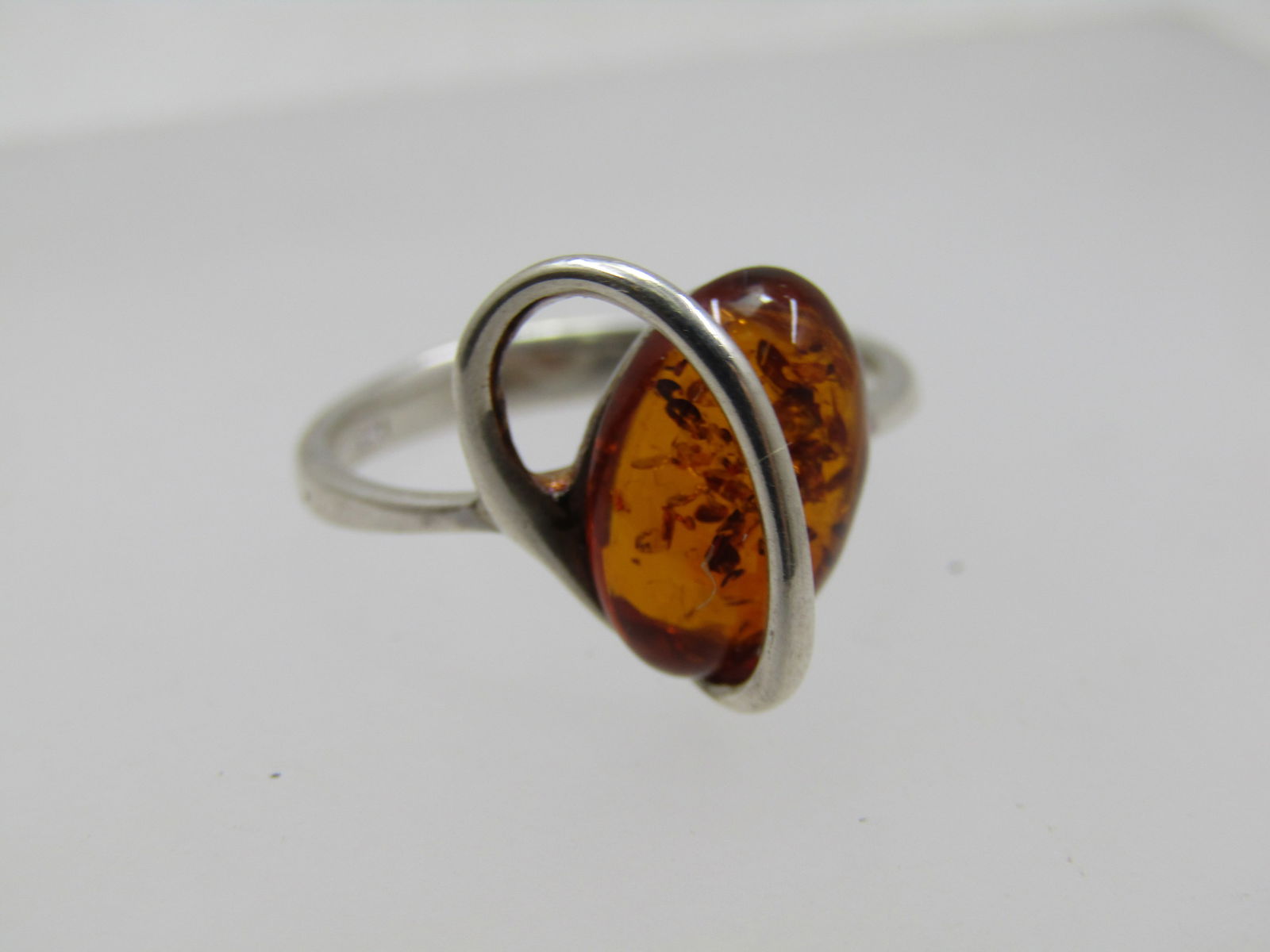 Sterling Amber Wrapped Mod Ring, Sz. 7.25 - 5