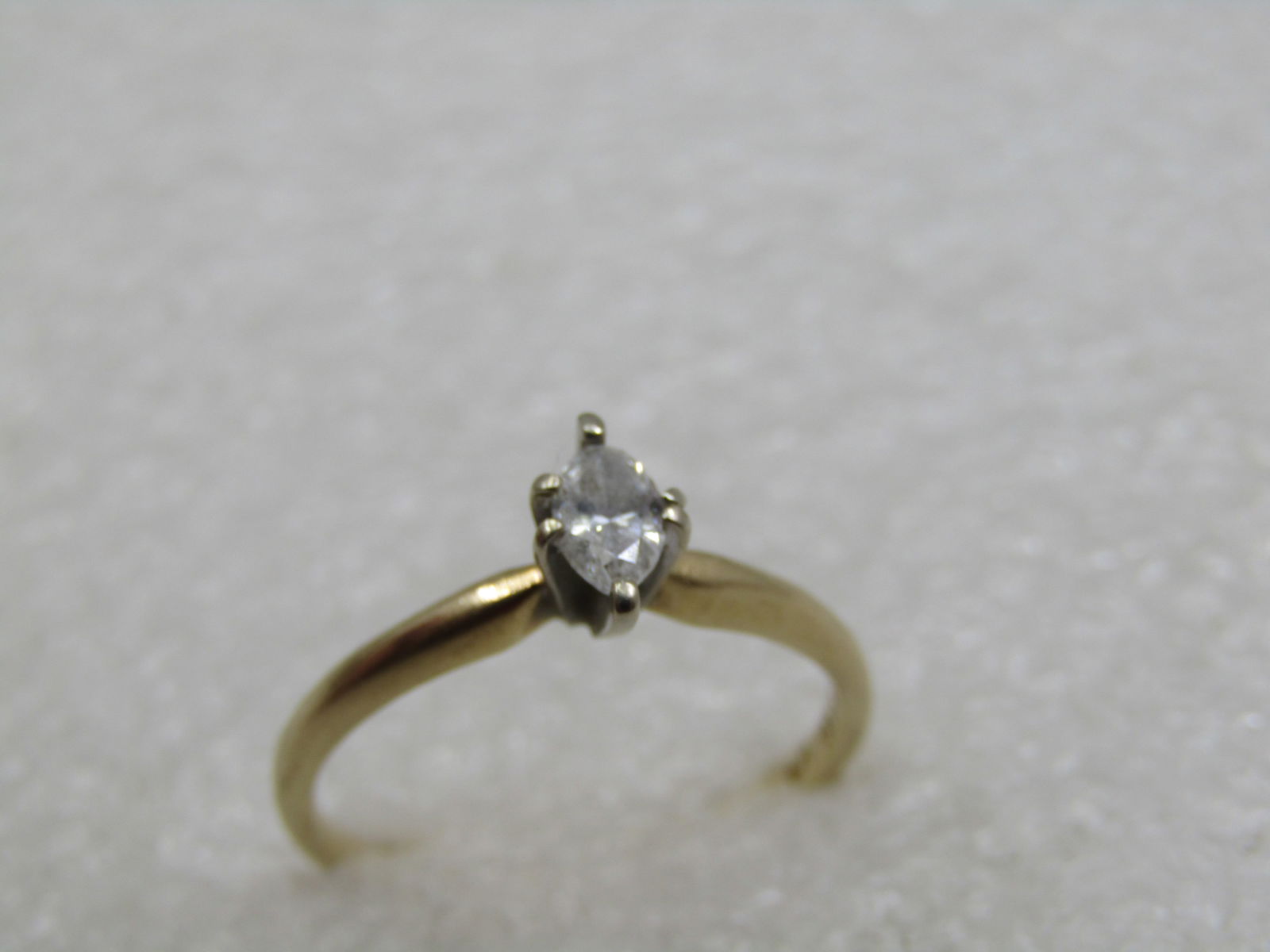 Vintage 14kt Marquise Diamond Engagement Ring, 25 ctw, Sz. 7, Signed - 5