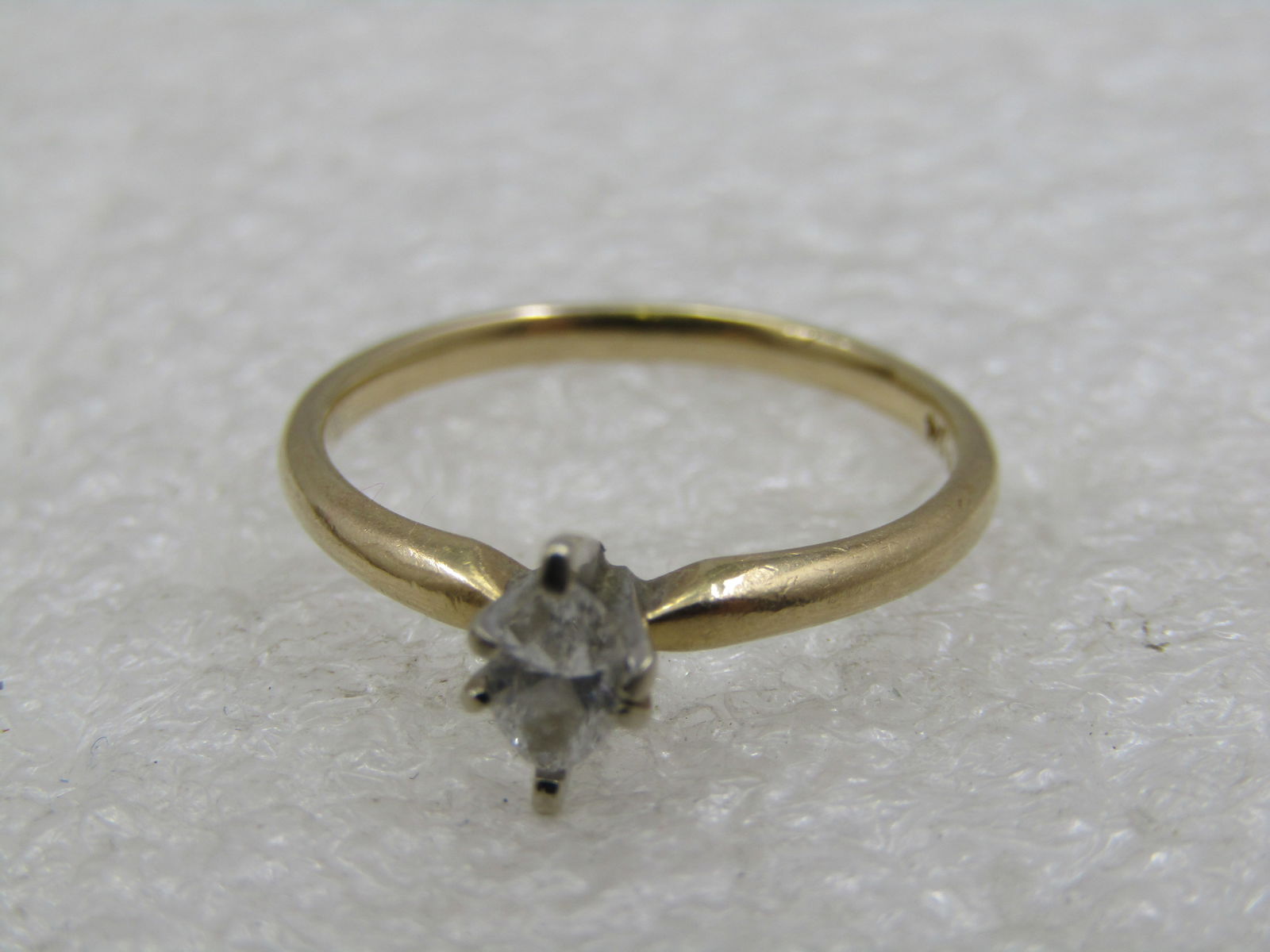Vintage 14kt Marquise Diamond Engagement Ring, 25 ctw, Sz. 7, Signed - 6