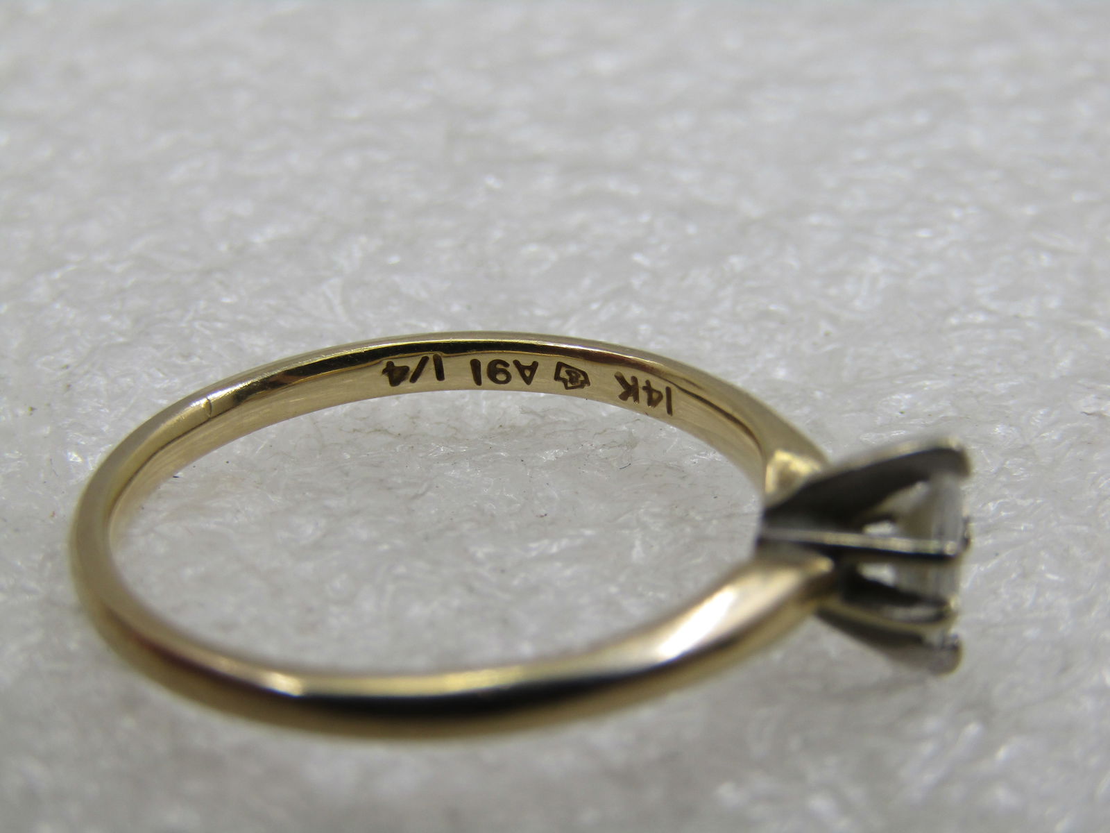 Vintage 14kt Marquise Diamond Engagement Ring, 25 ctw, Sz. 7, Signed - 7