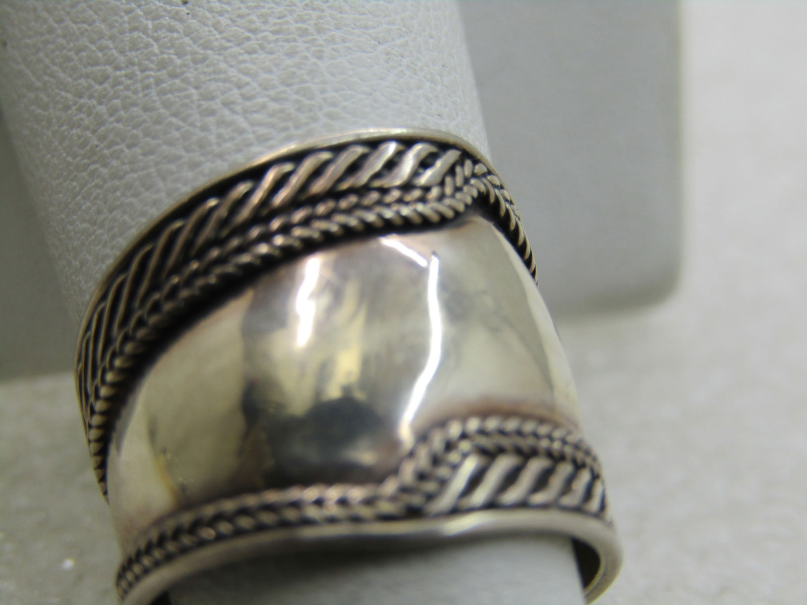 Vintage Sterling Wide Cigar Band Ring, Sz. 7, 17mm - 4