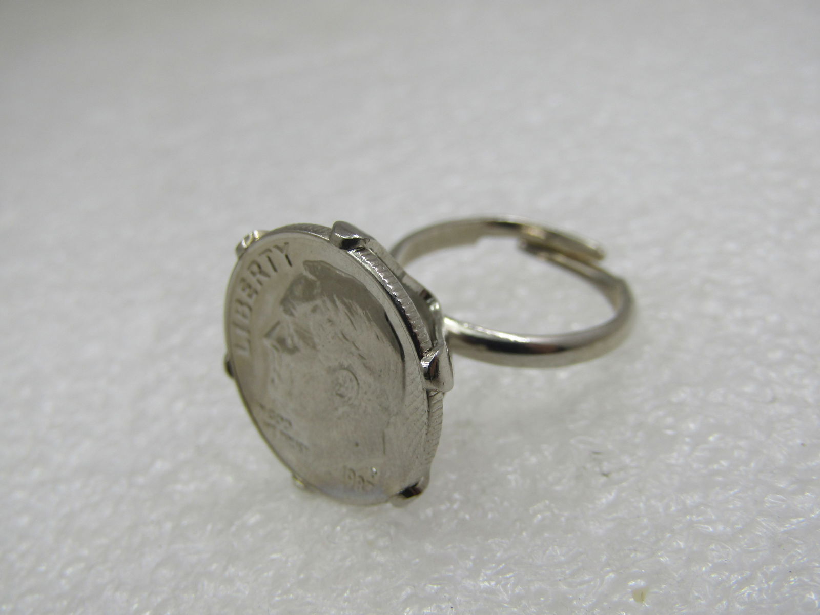 Vintage 1983 Dime Ring, Adjustable, Mod Design - 5