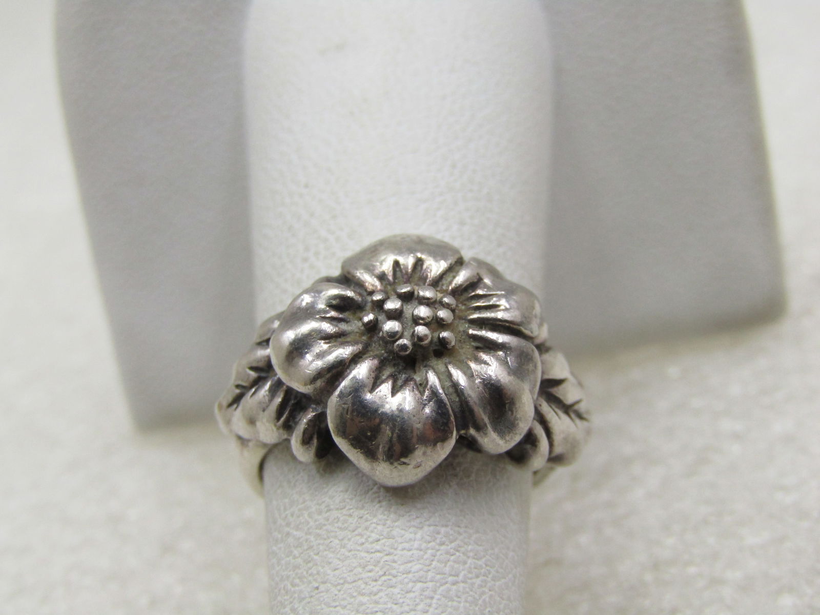 Vintage Sterling Silver Floral Blossom Ring, Sz. 6, Signed - 4