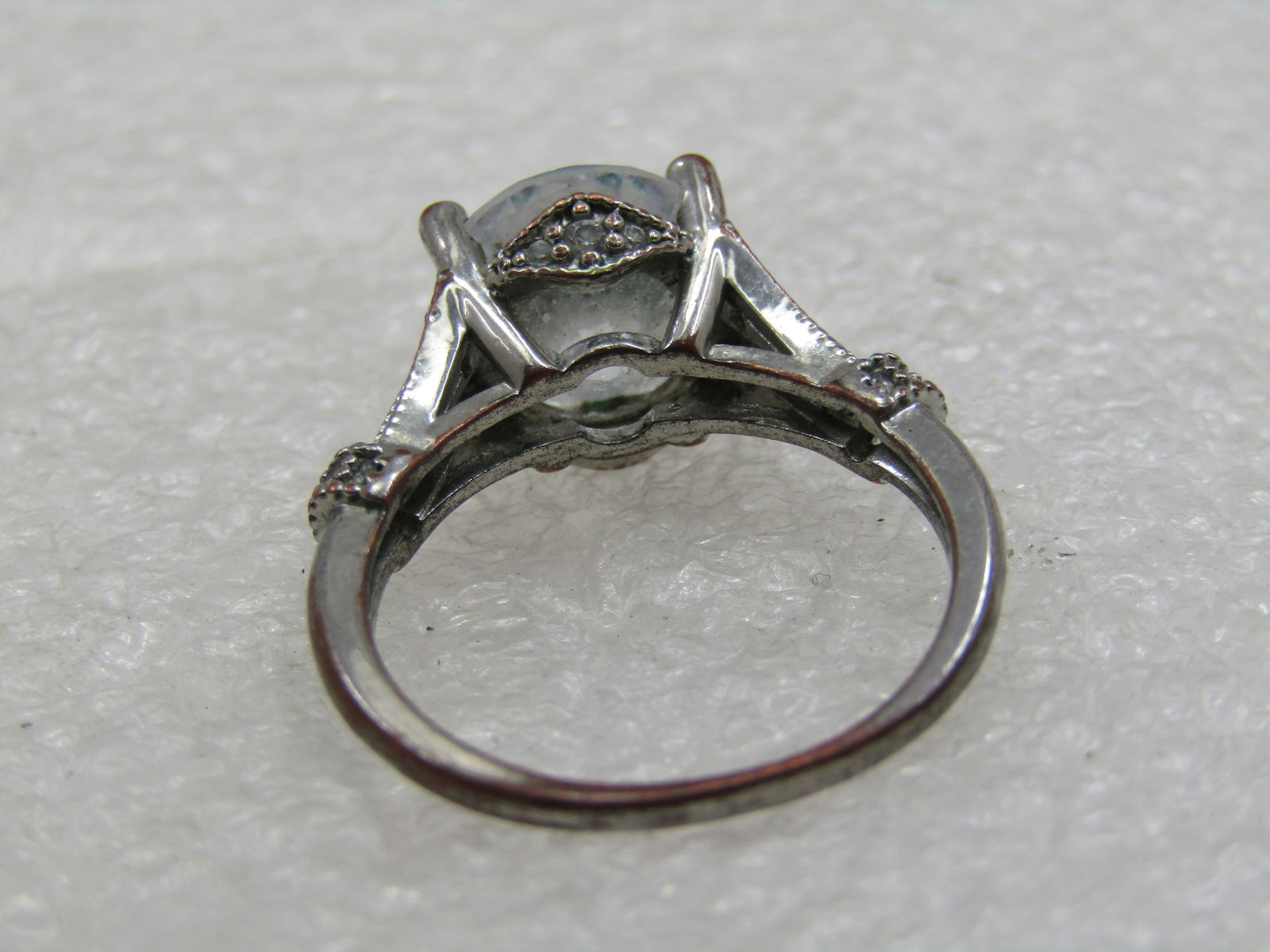 Vintage Silver Plated Clear Stone Engagement Ring, Sz. 7, - 4