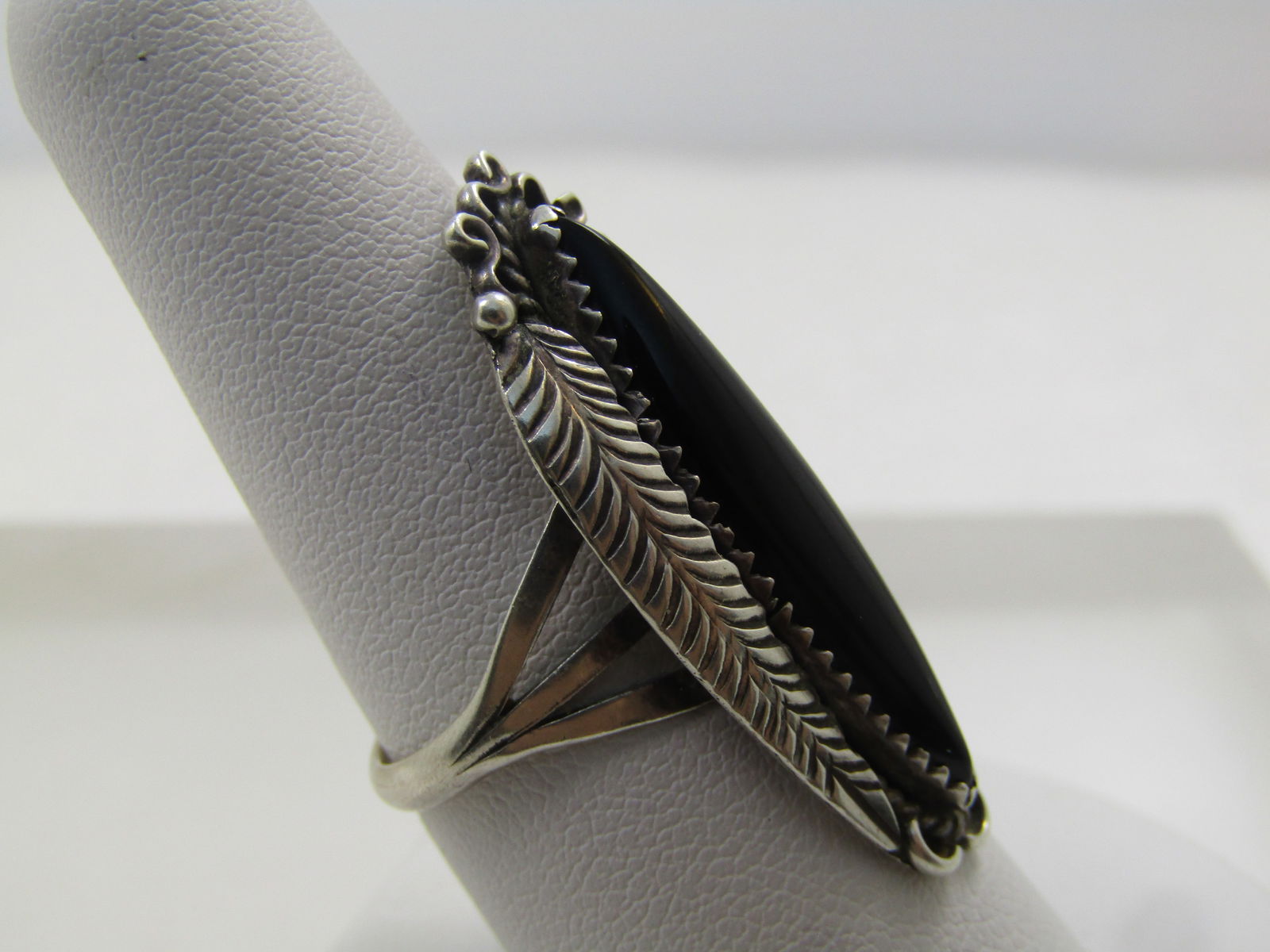 Vintage Sterling Southwestern Onyx Rng, Sz. 8.5, 1970's - 3