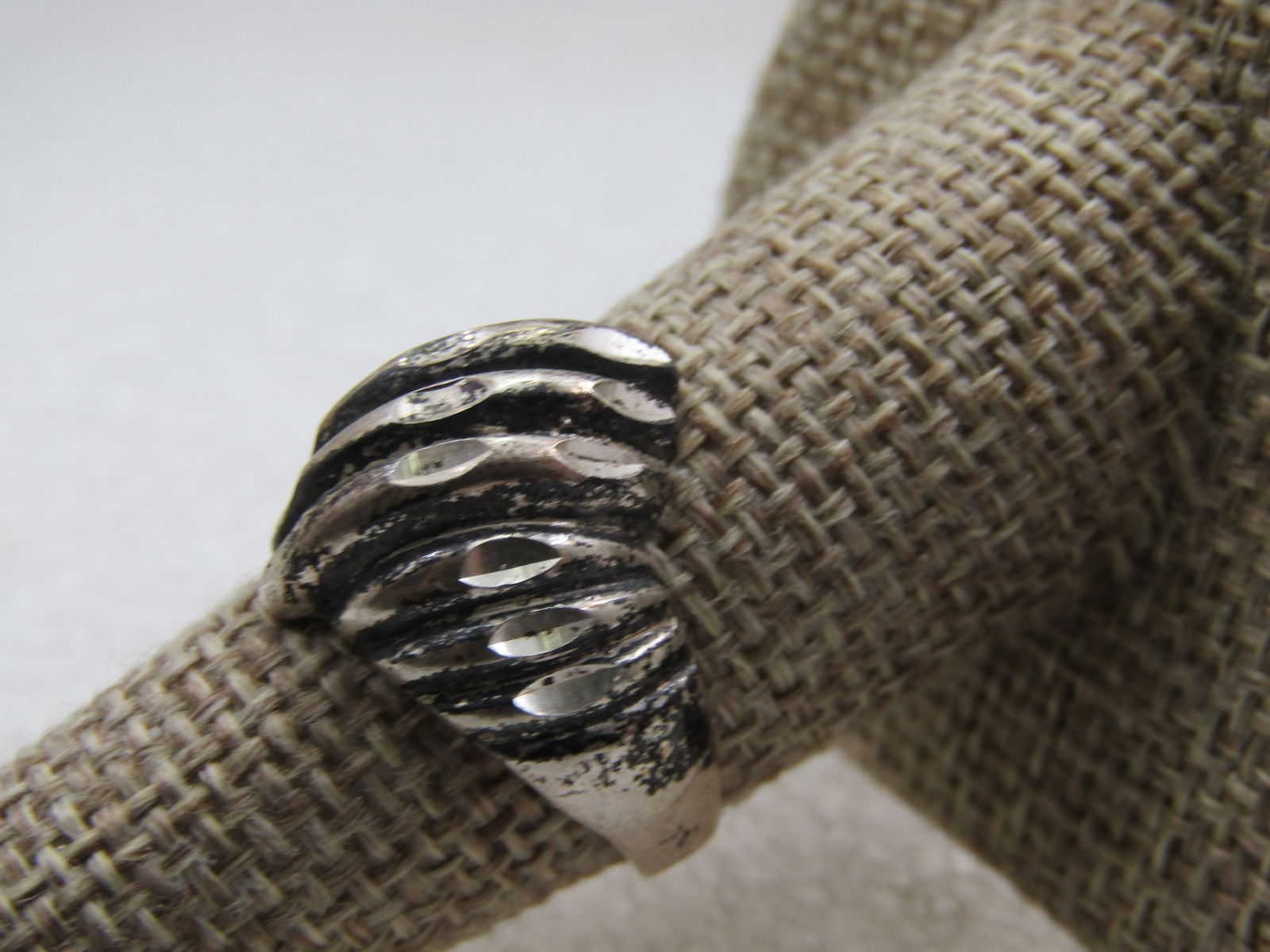Vintage Sterling Domed Ridged Ring, Sz. 8, Unisex, Signed - 3