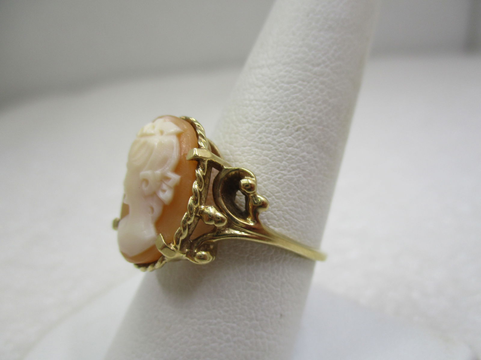 10kt Victorian/Art Nouveau Cameo Ring, Sz. 8.75, Signed - 3