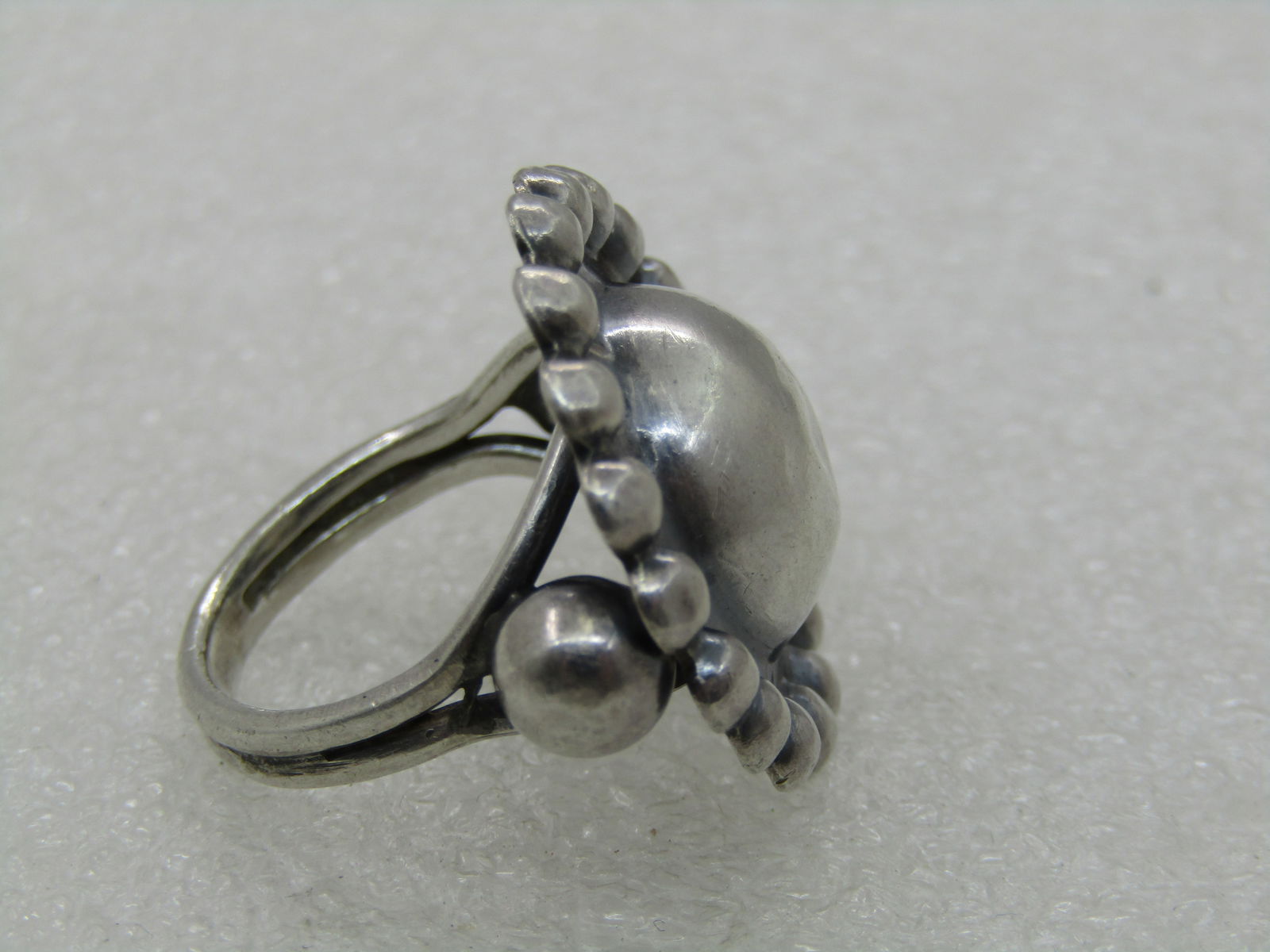 Vintage Sterling Southwestern Domed Beaded Ring, Sz. 8, 1960's-1970's - 3