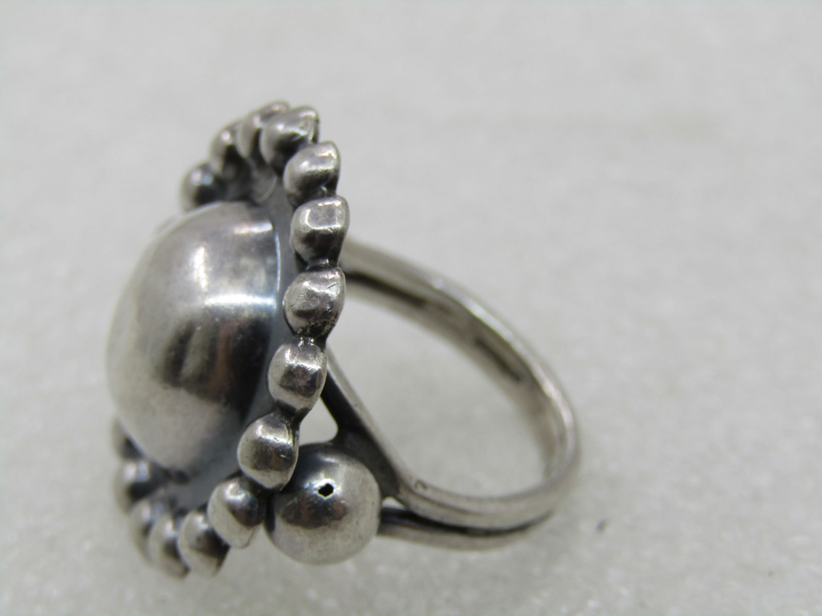 Vintage Sterling Southwestern Domed Beaded Ring, Sz. 8, 1960's-1970's - 4