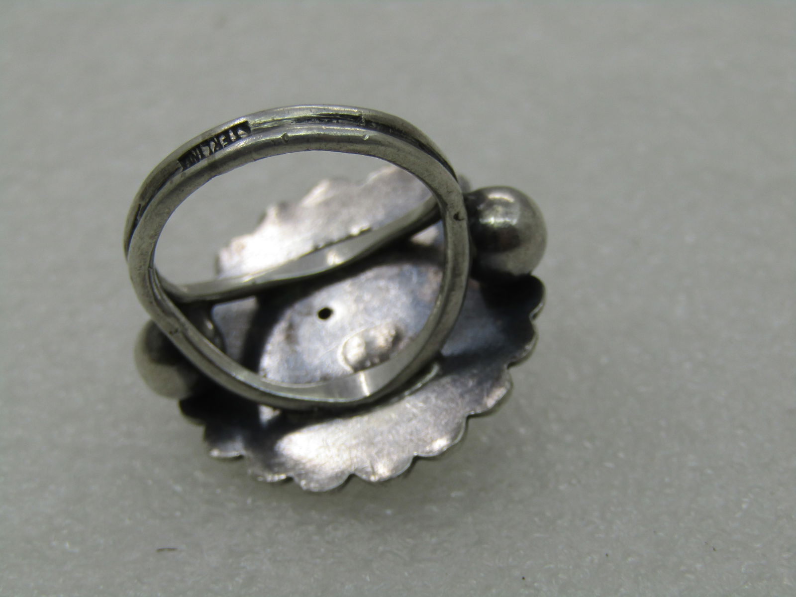 Vintage Sterling Southwestern Domed Beaded Ring, Sz. 8, 1960's-1970's - 5