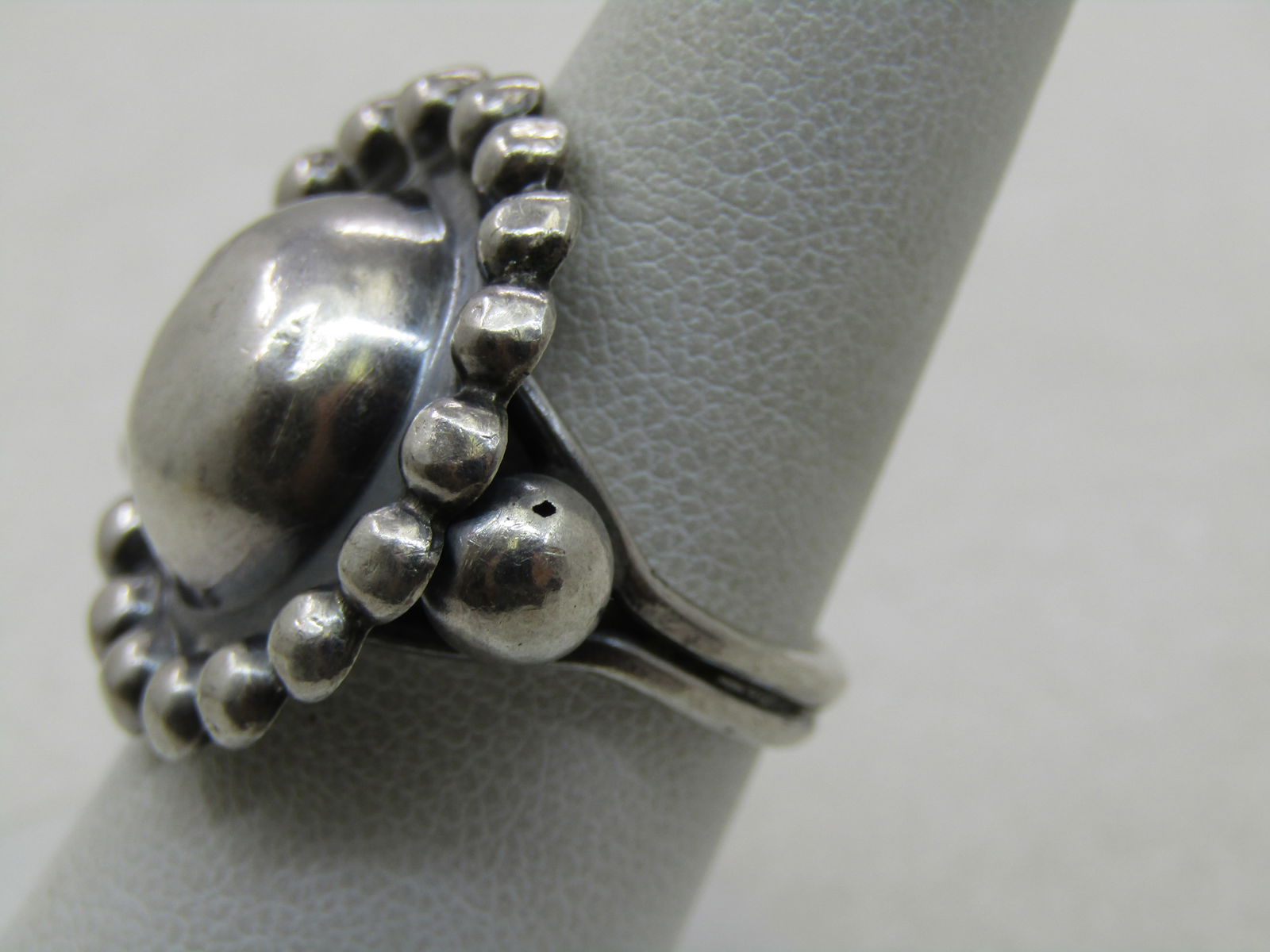 Vintage Sterling Southwestern Domed Beaded Ring, Sz. 8, 1960's-1970's - 9