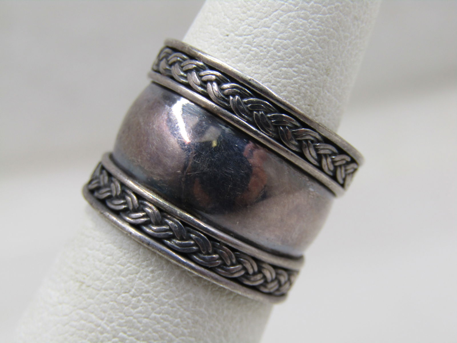 Vintage Sterling Wide Band Ring, Sz 6, Suarti, 14mm , Bali Style - 3