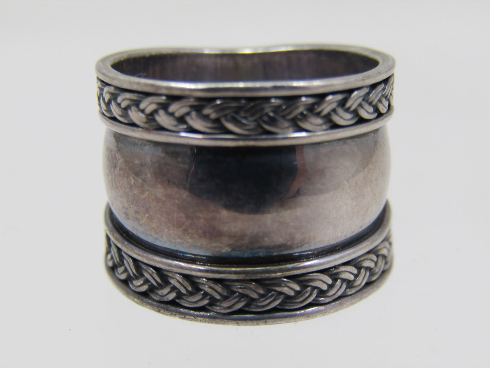 Vintage Sterling Wide Band Ring, Sz 6, Suarti, 14mm , Bali Style - 4