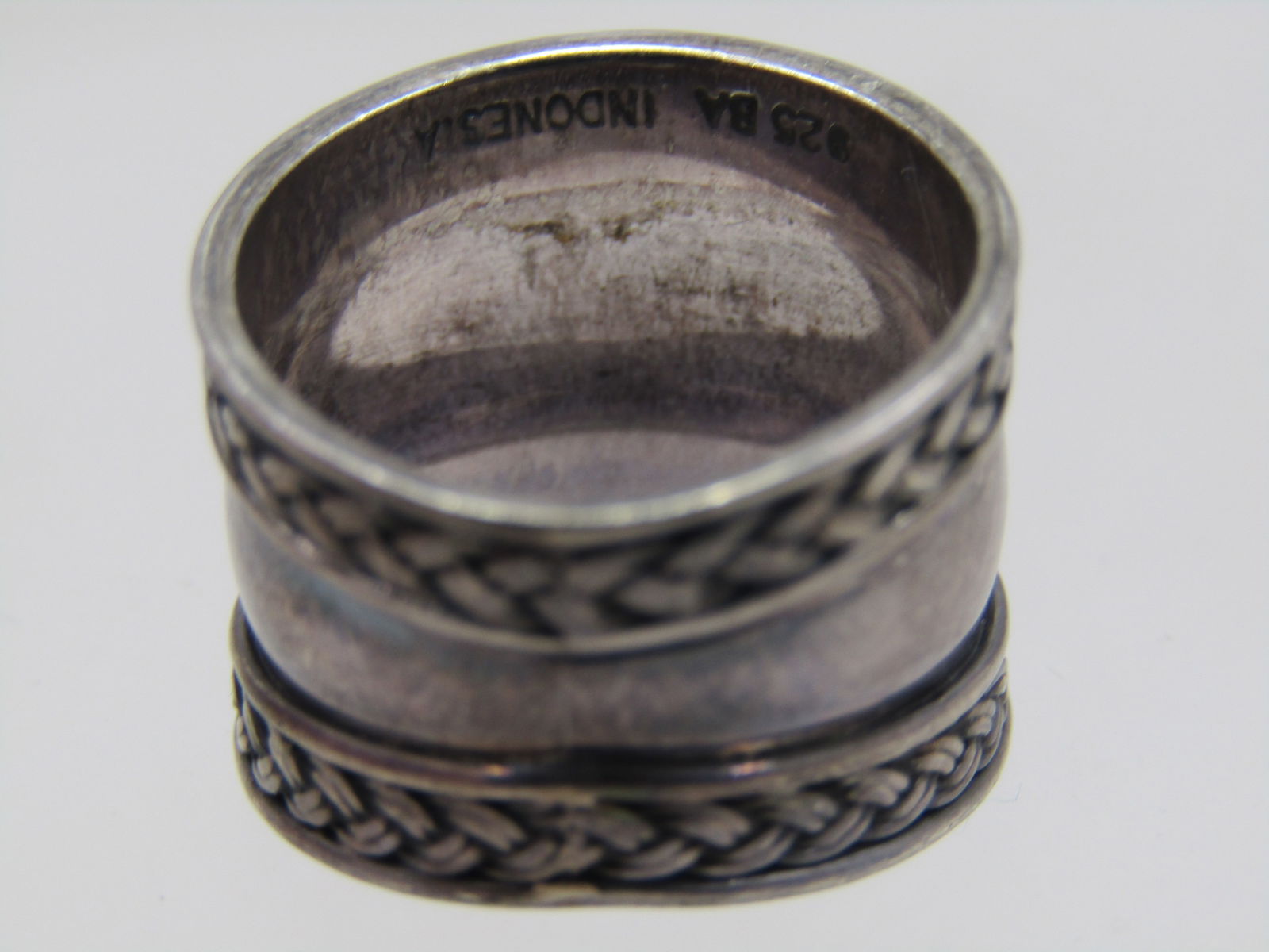 Vintage Sterling Wide Band Ring, Sz 6, Suarti, 14mm , Bali Style - 5