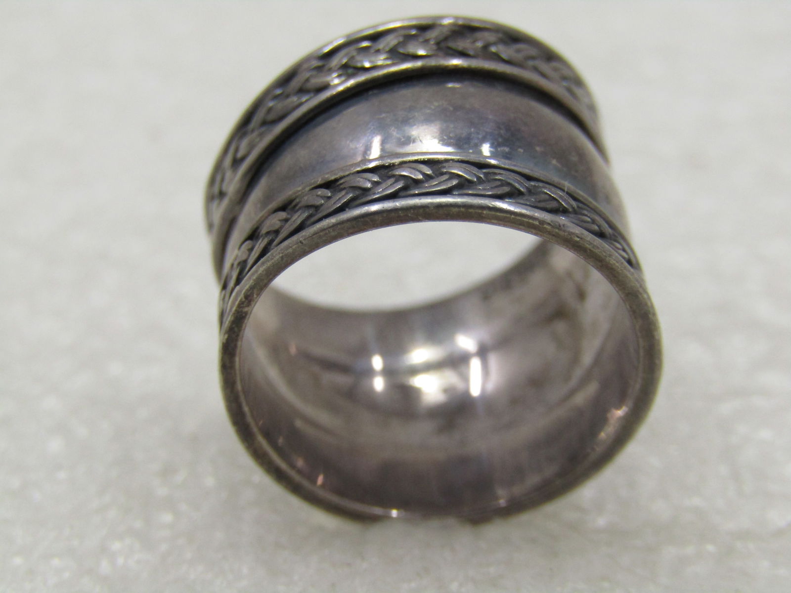 Vintage Sterling Wide Band Ring, Sz 6, Suarti, 14mm , Bali Style - 6