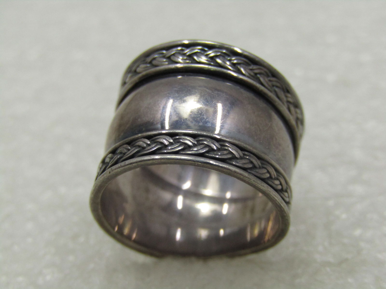 Vintage Sterling Wide Band Ring, Sz 6, Suarti, 14mm , Bali Style - 7