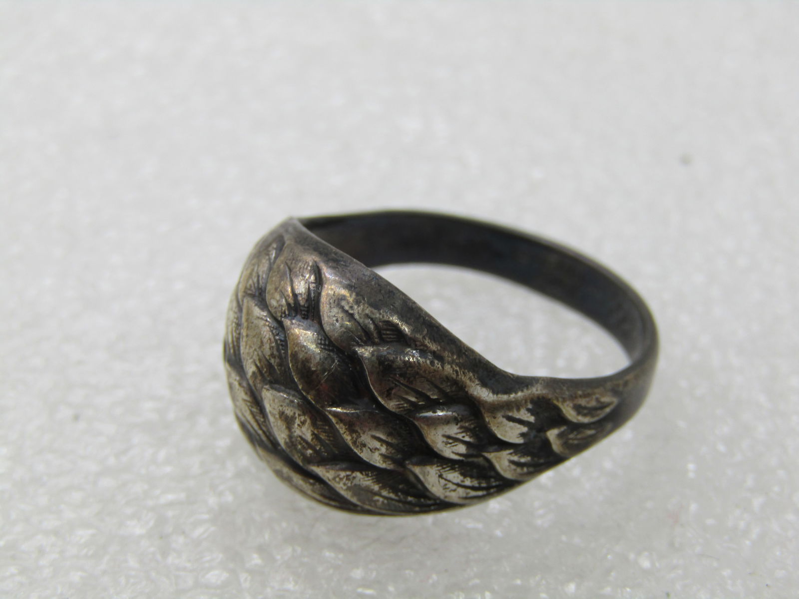 Vintage Sterling Silver Domed Leaf Ring, Sz. 10, Unisex - 4