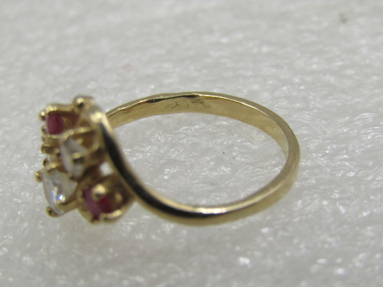 Vintage 14kt Moissanite Ruby Cluster Ring, Sz. 6 - 6