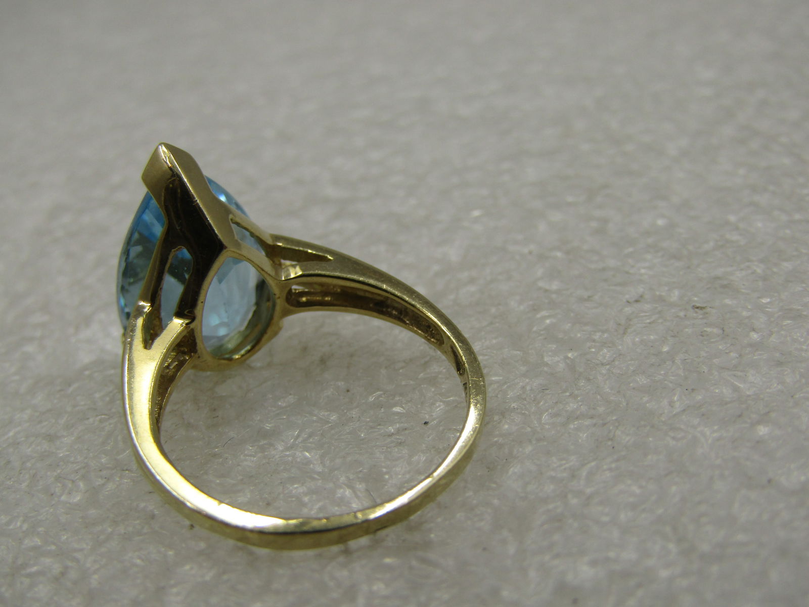 Vintage 10kt Blue Topaz Pear Shaped Ring, Sz. 6, 7.25 tcw, Signed - 6