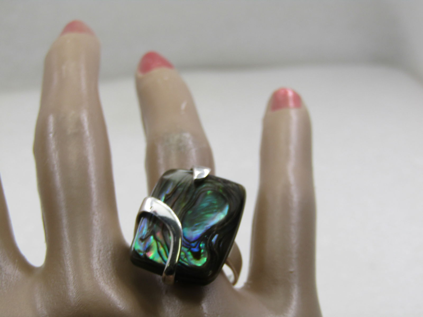 Sterling Silver Paua Shell Mod Wrapped Ring, Sz. 8.5 - 7