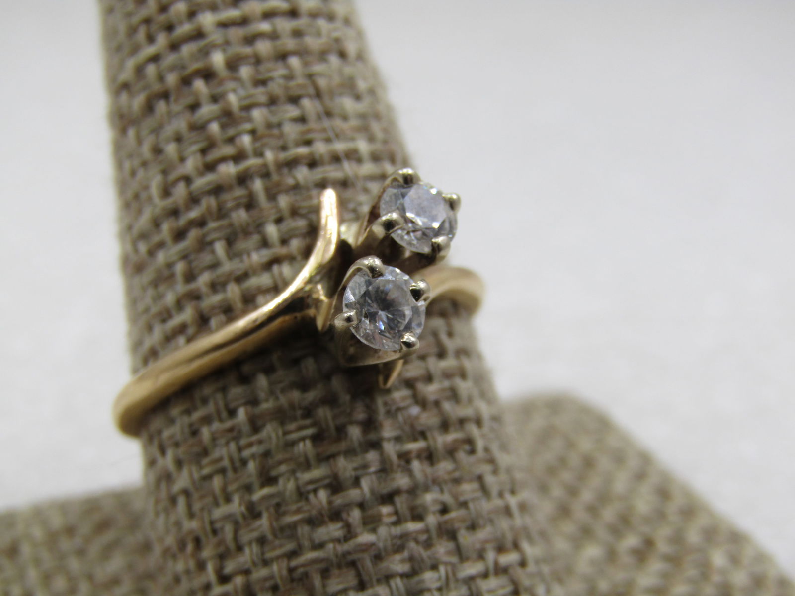 Vintage 10kt Double CZ Bypass Engagement Ring, Sz. 11. - 2