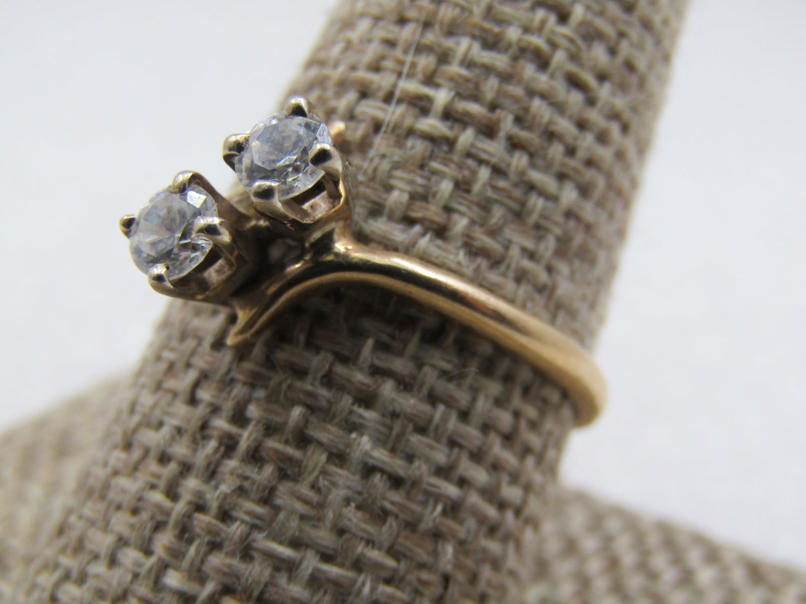 Vintage 10kt Double CZ Bypass Engagement Ring, Sz. 11. - 3