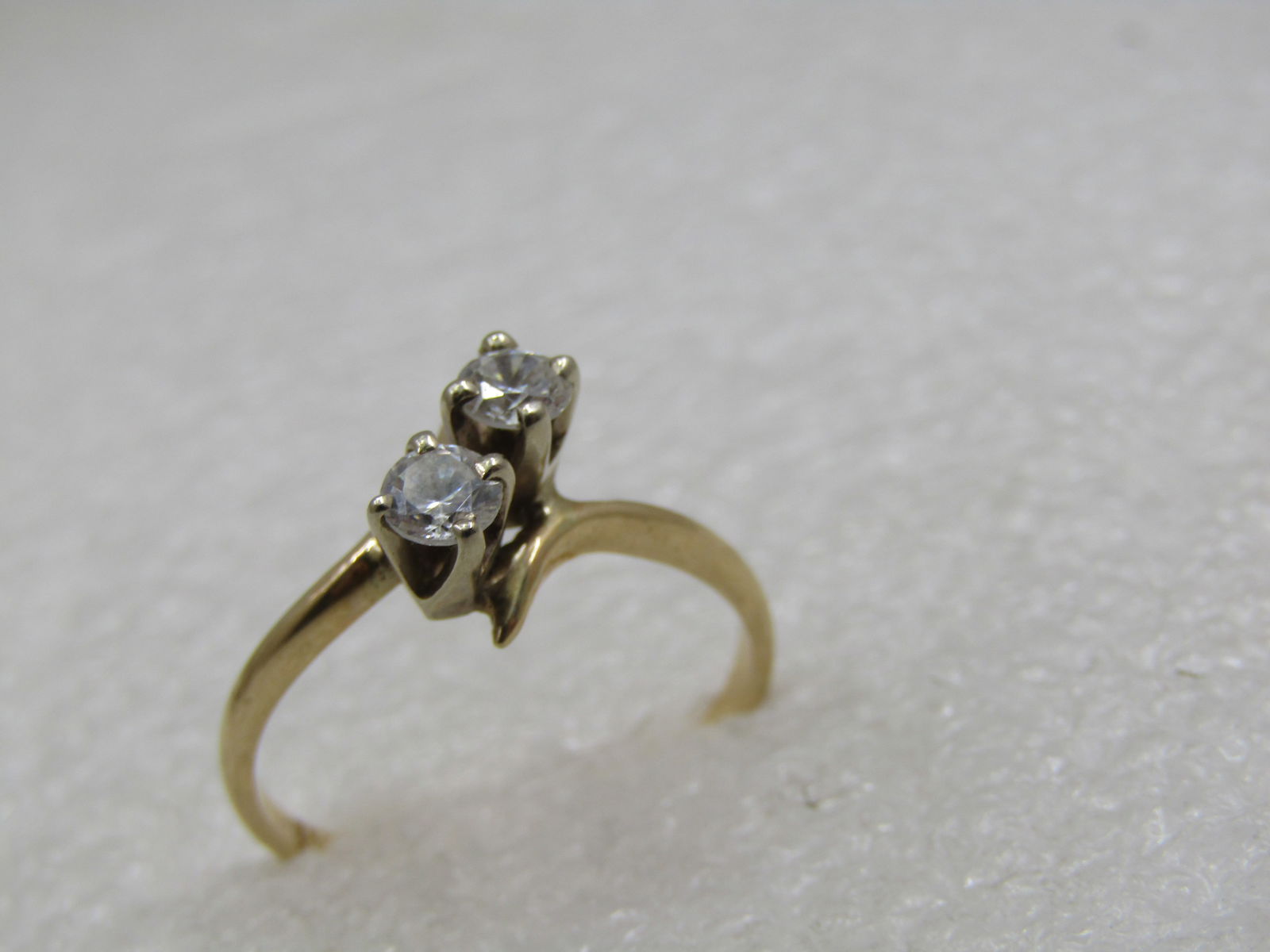 Vintage 10kt Double CZ Bypass Engagement Ring, Sz. 11. - 4