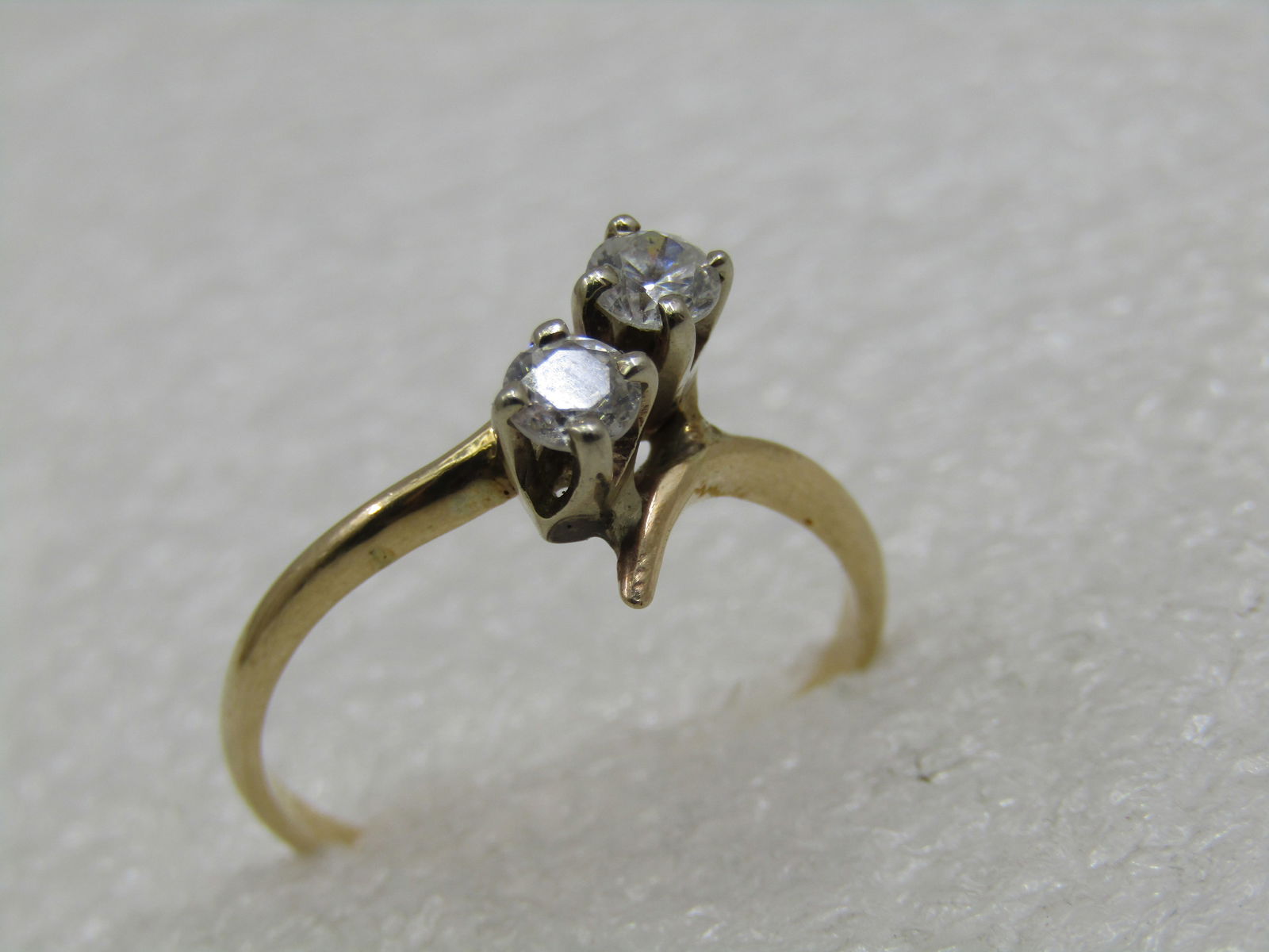 Vintage 10kt Double CZ Bypass Engagement Ring, Sz. 11. - 6
