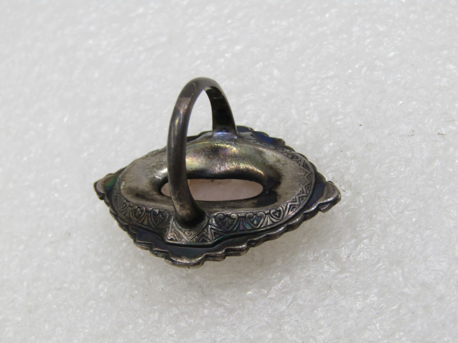 Vintage Sterling Quartz Marcasite Ring, Sz. 3, Signed Uncas, early 1900's - 5