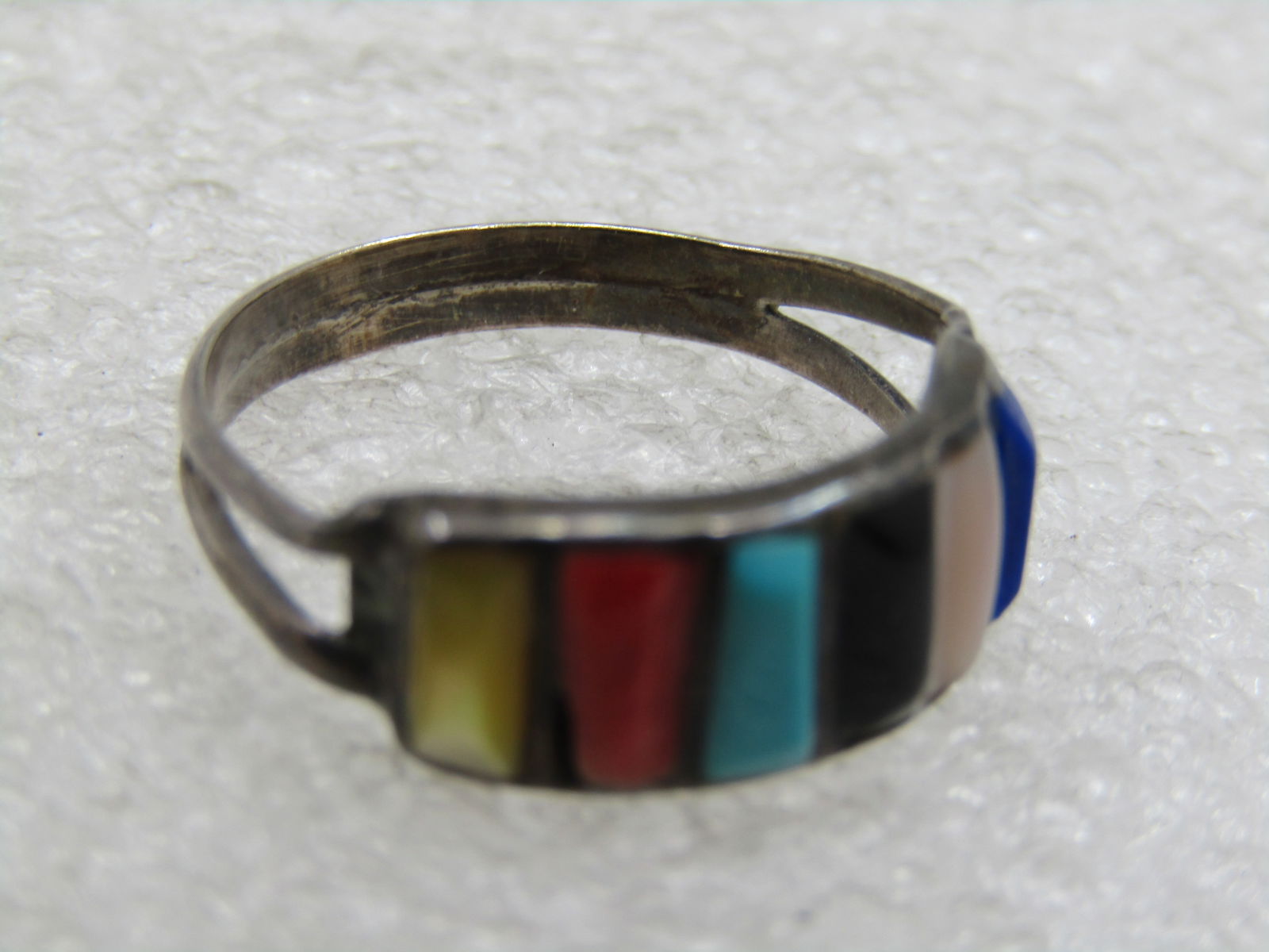 Vintage Sterling Southwestern Mixed Stone Ring, Sz. 7 - 7