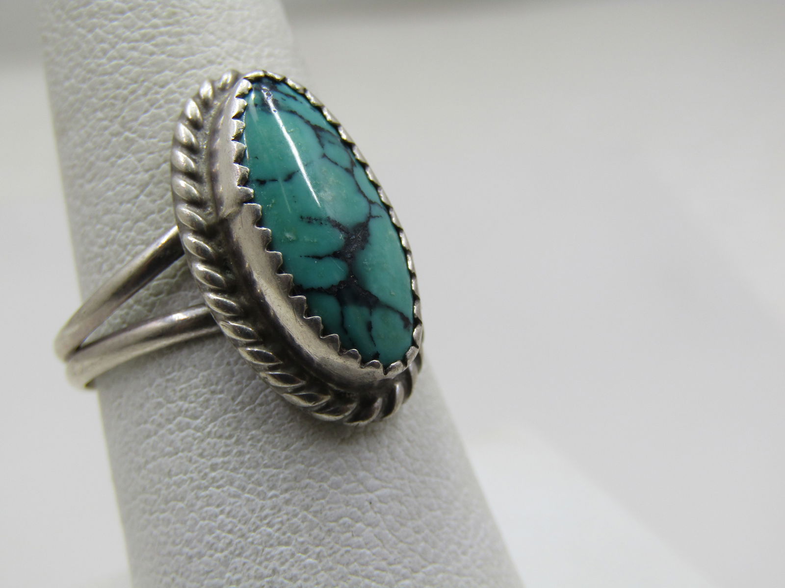 Vintage Sterling Southwestern Turquoise Ring, Signed C.B., Sz. 7.25 - 3