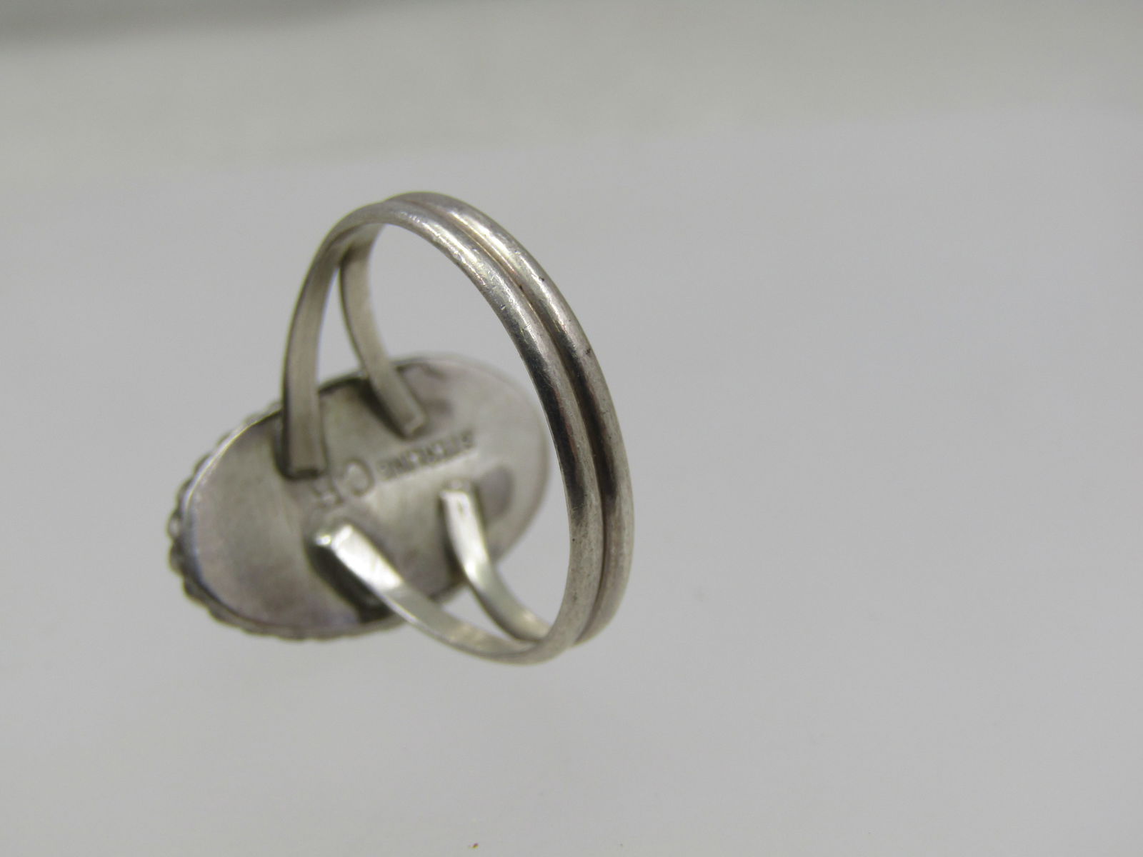 Vintage Sterling Southwestern Turquoise Ring, Signed C.B., Sz. 7.25 - 5