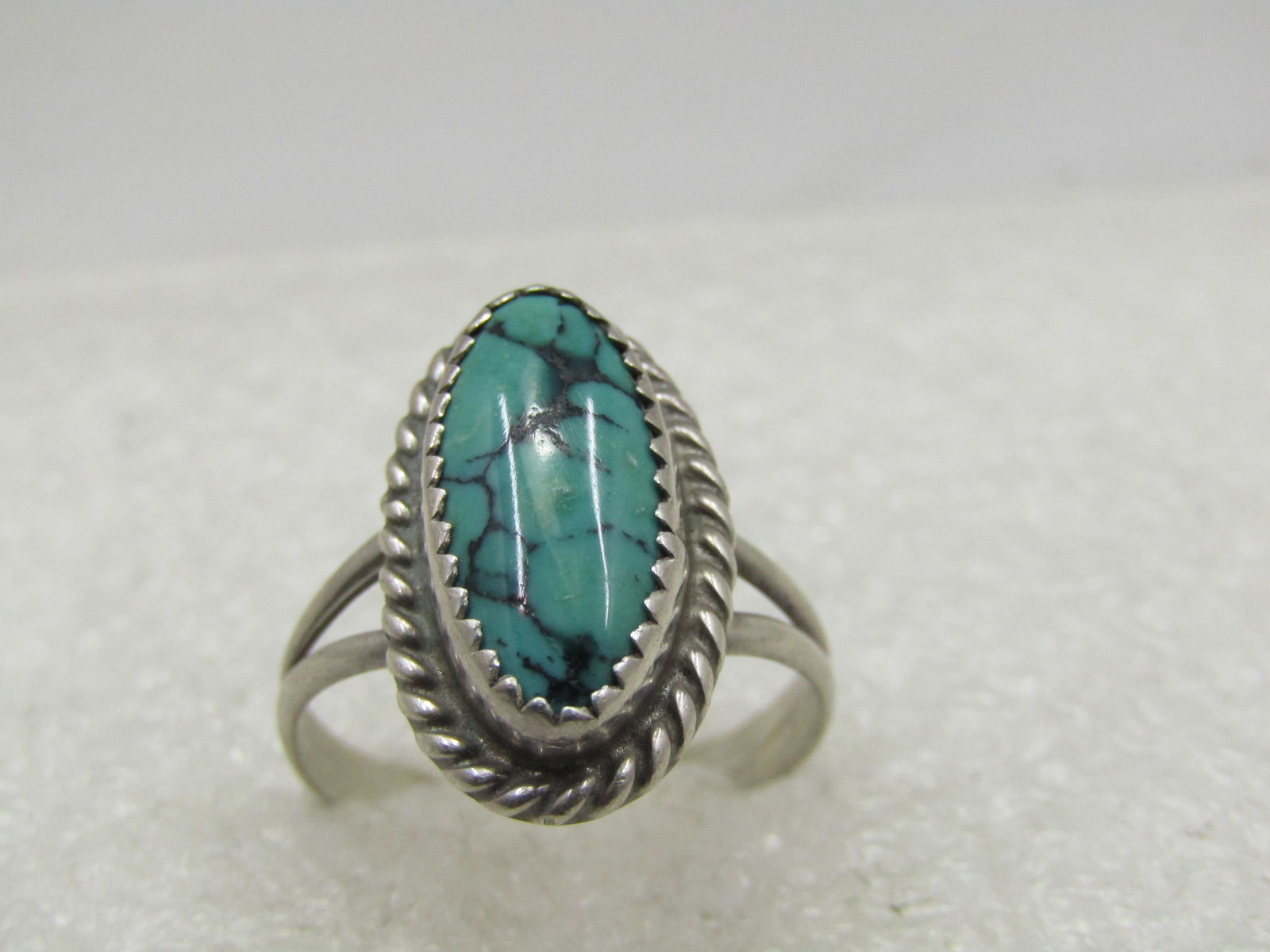 Vintage Sterling Southwestern Turquoise Ring, Signed C.B., Sz. 7.25 - 7