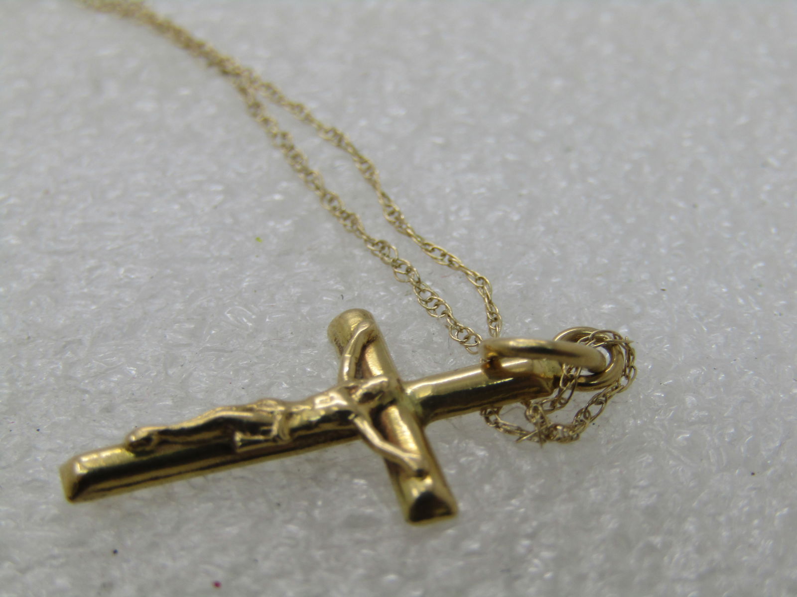 Vintage 10kt Cross Crucifix Necklace, Signed ADL, 19", - 10