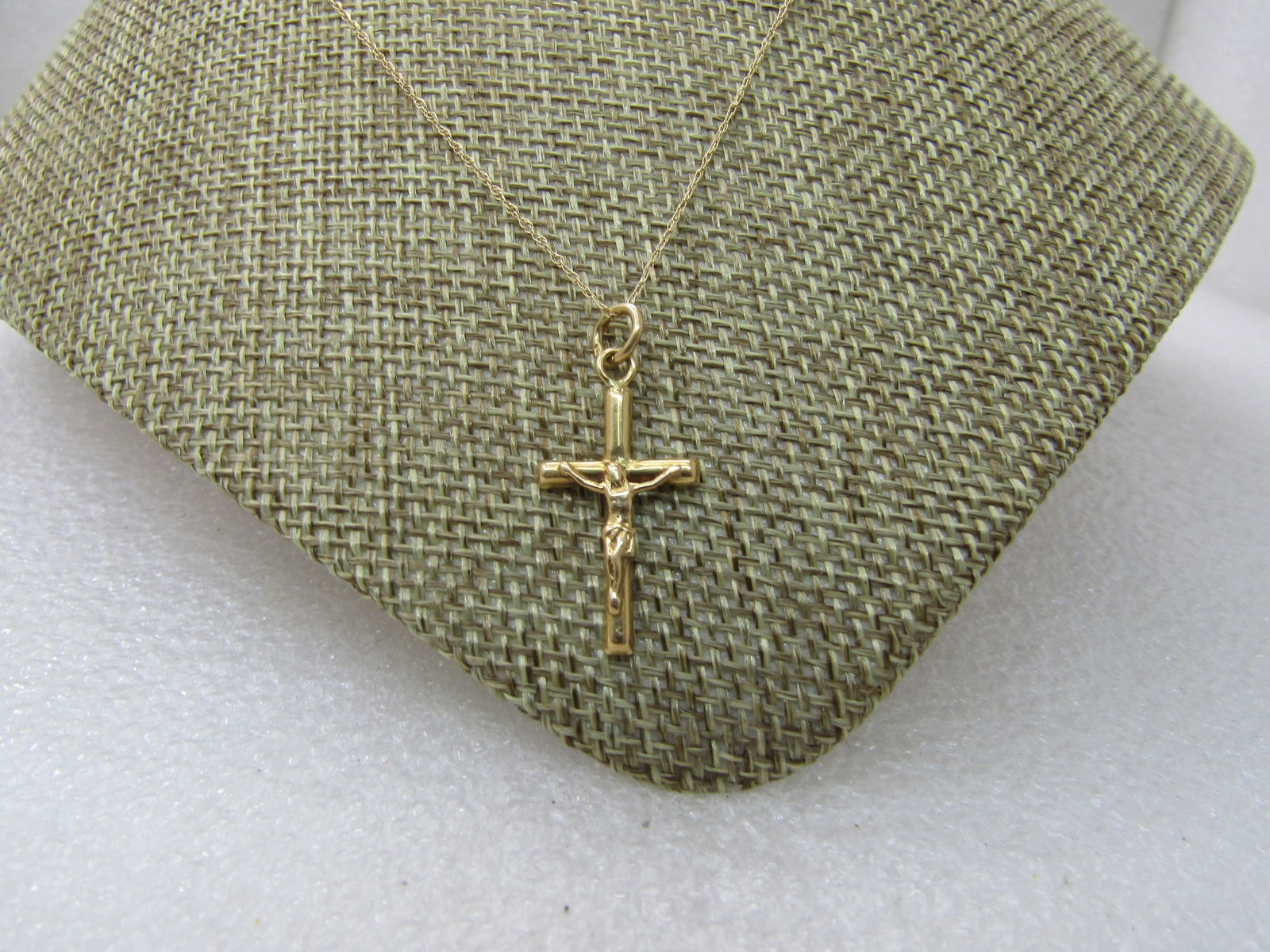 Vintage 10kt Cross Crucifix Necklace, Signed ADL, 19", - 2