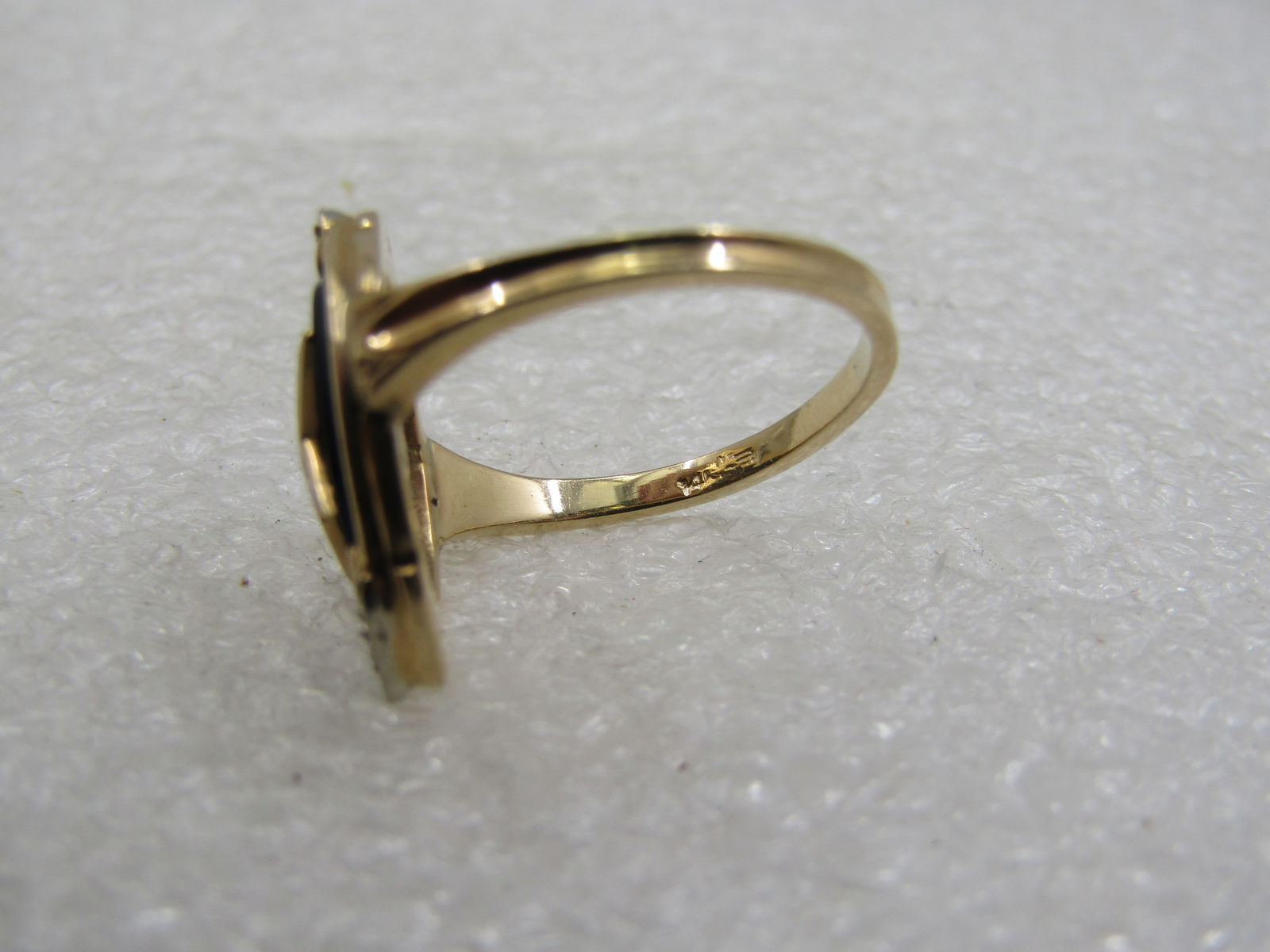 Vintage 14kt Order of Eastern Star Ring, Sz. 5, Onyx & Diamond, 3.93 Gr. - 8