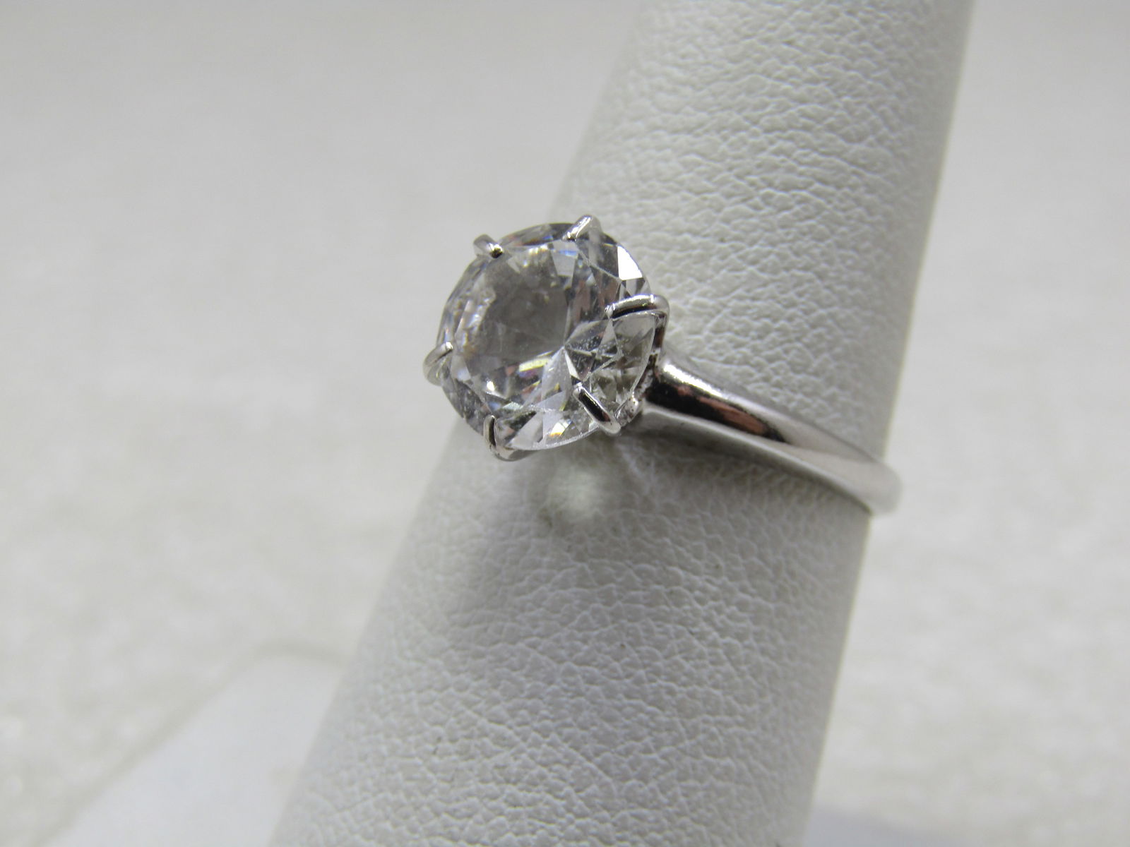 Silver Plated Engagement ring, Sz. 7. 8.5mm, Signed - 3