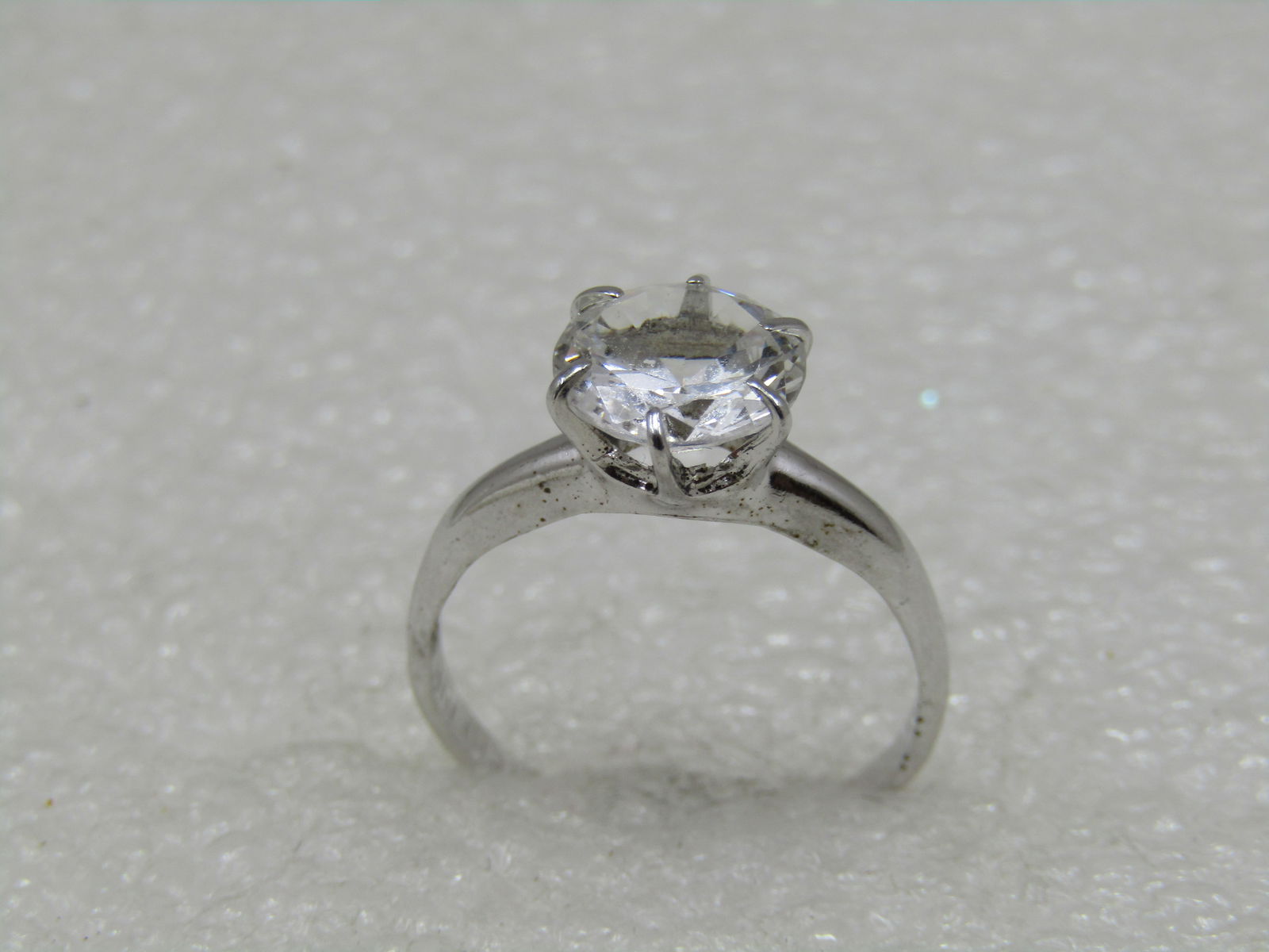 Silver Plated Engagement ring, Sz. 7. 8.5mm, Signed - 4