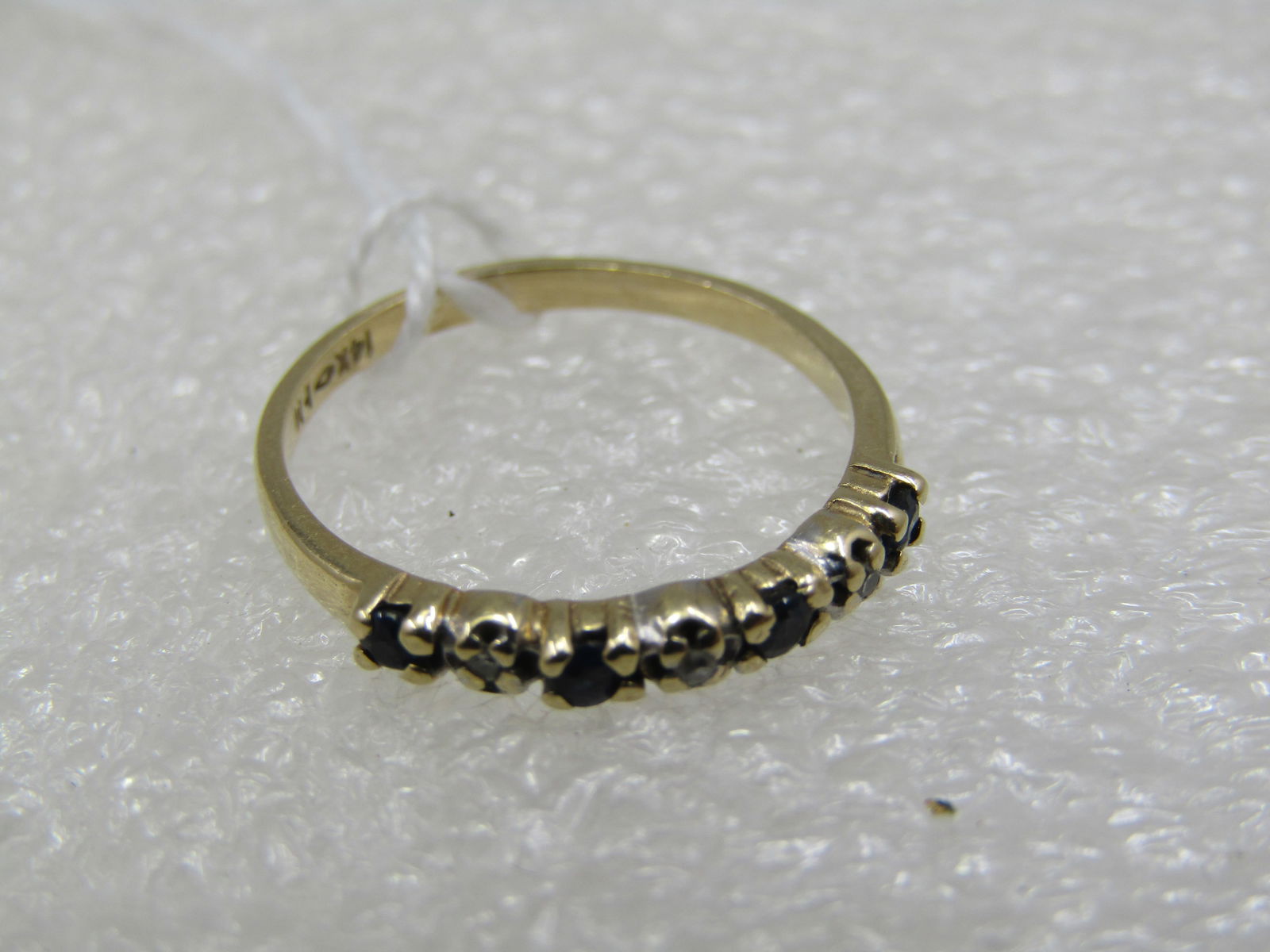 Vintage 14kt Sapphire Diamond Band Ring, Sz. 5.5. 2.5mm - 4